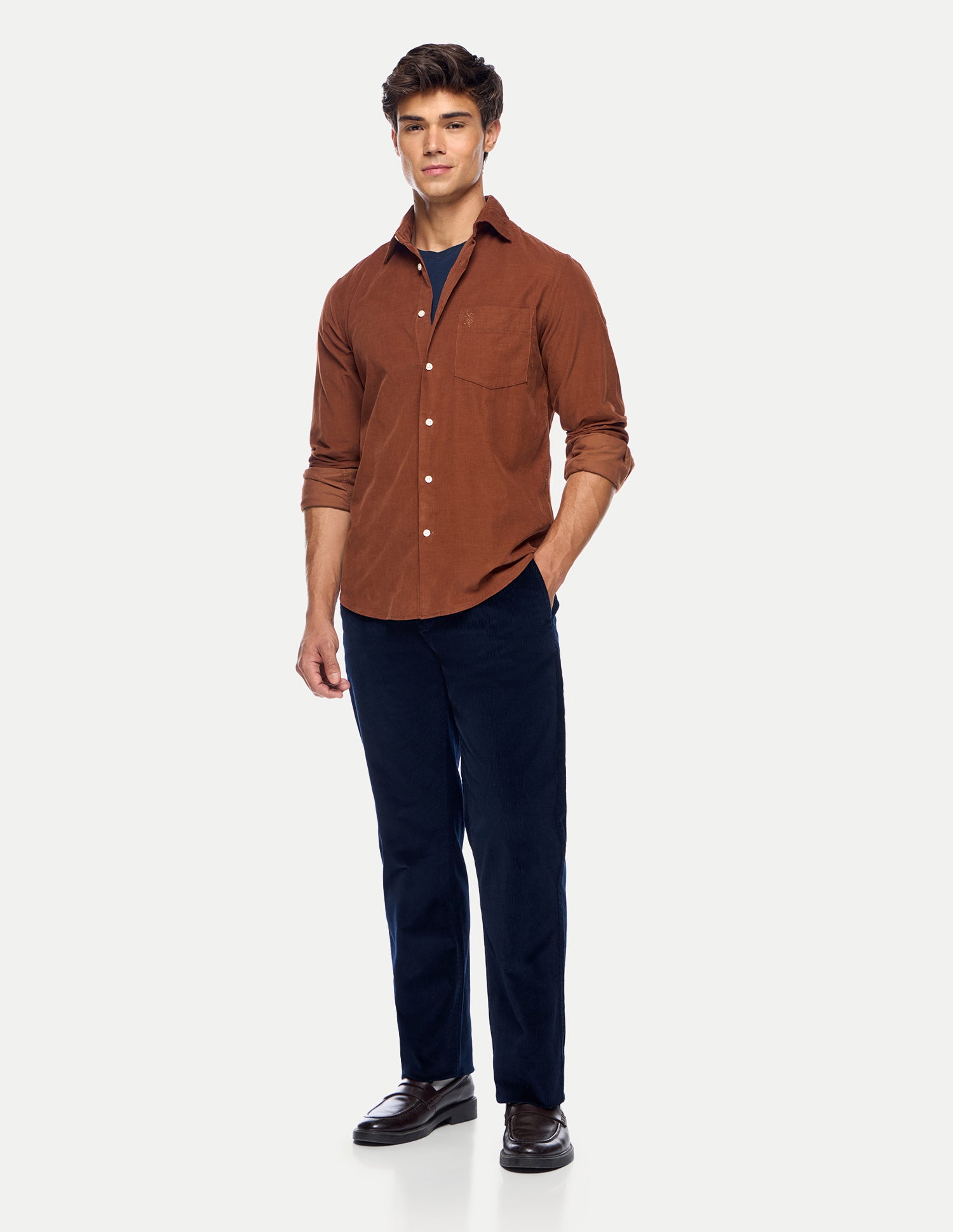 Tailored Fit Corduroy Shirt Rust - U.S. Polo Assn. India | Large