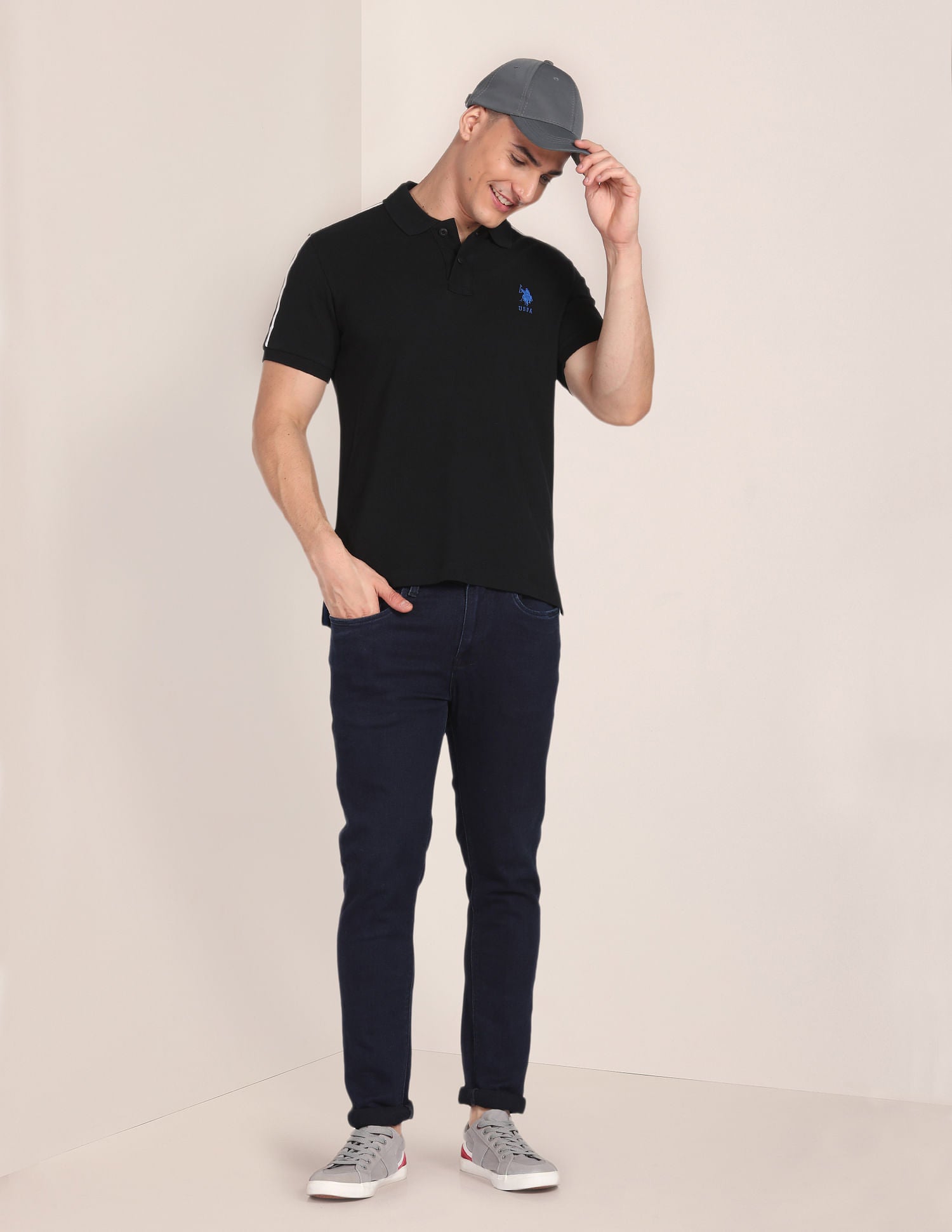 Slim Fit Cotton Polo Shirt Black - U.S. POLO ASSN. | Large