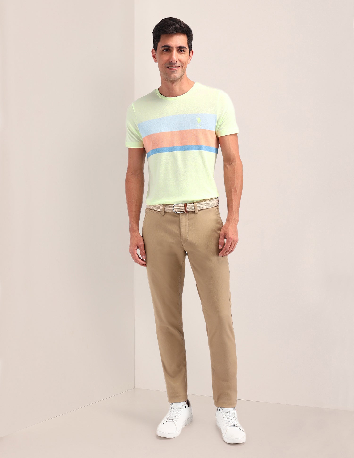 Horizontal Striped Slim Fit T-Shirt Green - U.S. POLO ASSN. | Large