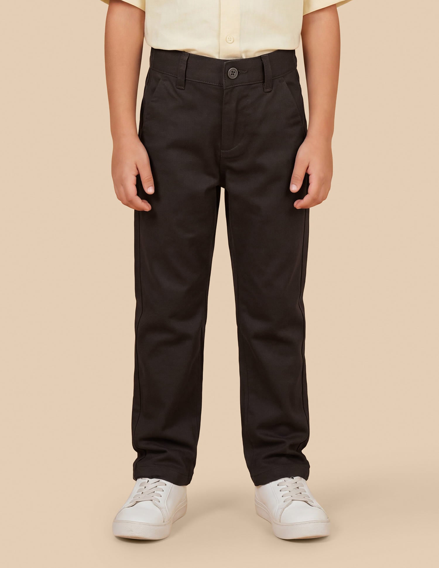 Solid Slim Fit Trousers Brown - U.S. Polo Assn. India | Large