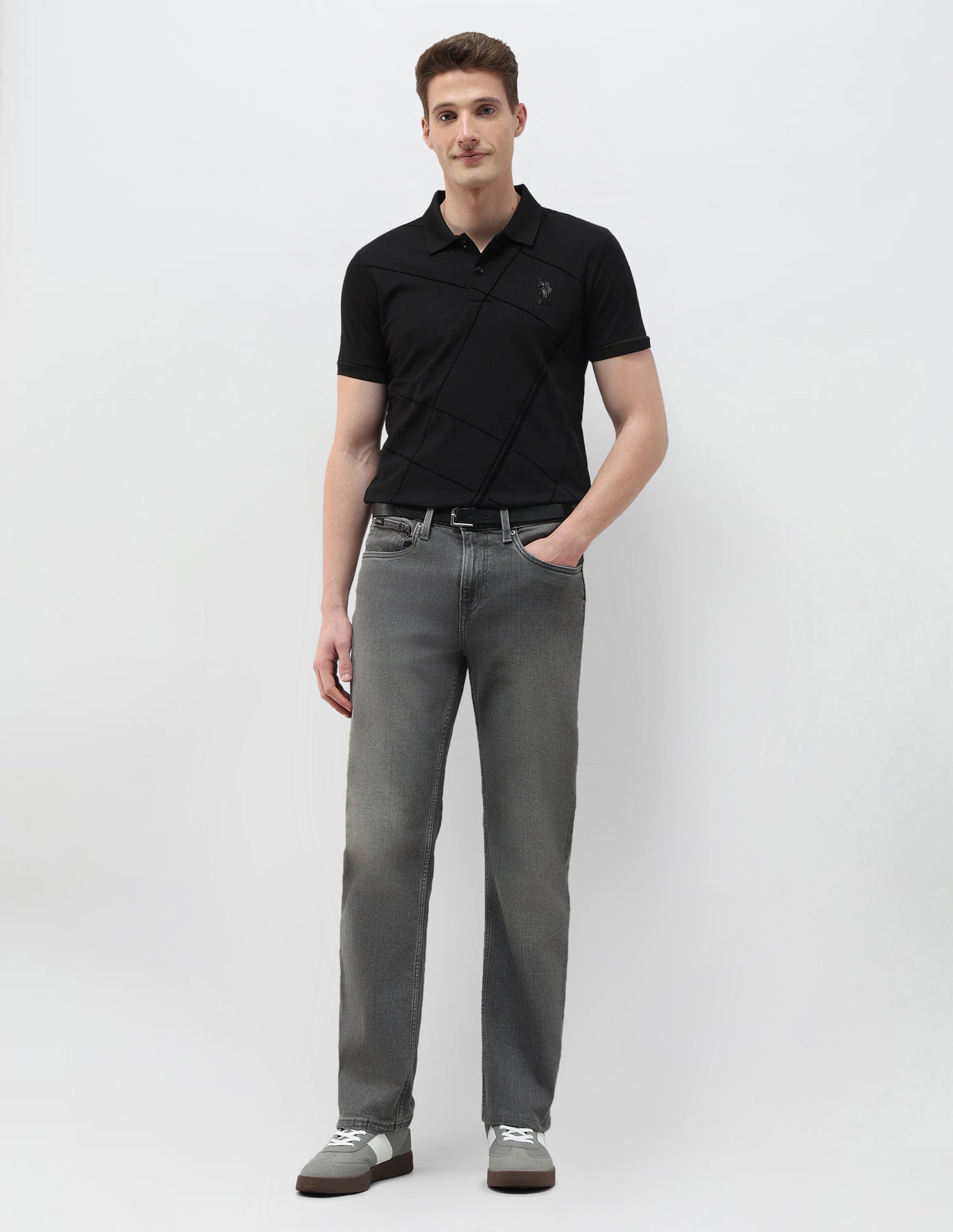 Geometric Printed Black & Gold Polo Shirt Black - U.S. Polo Assn. India | Large