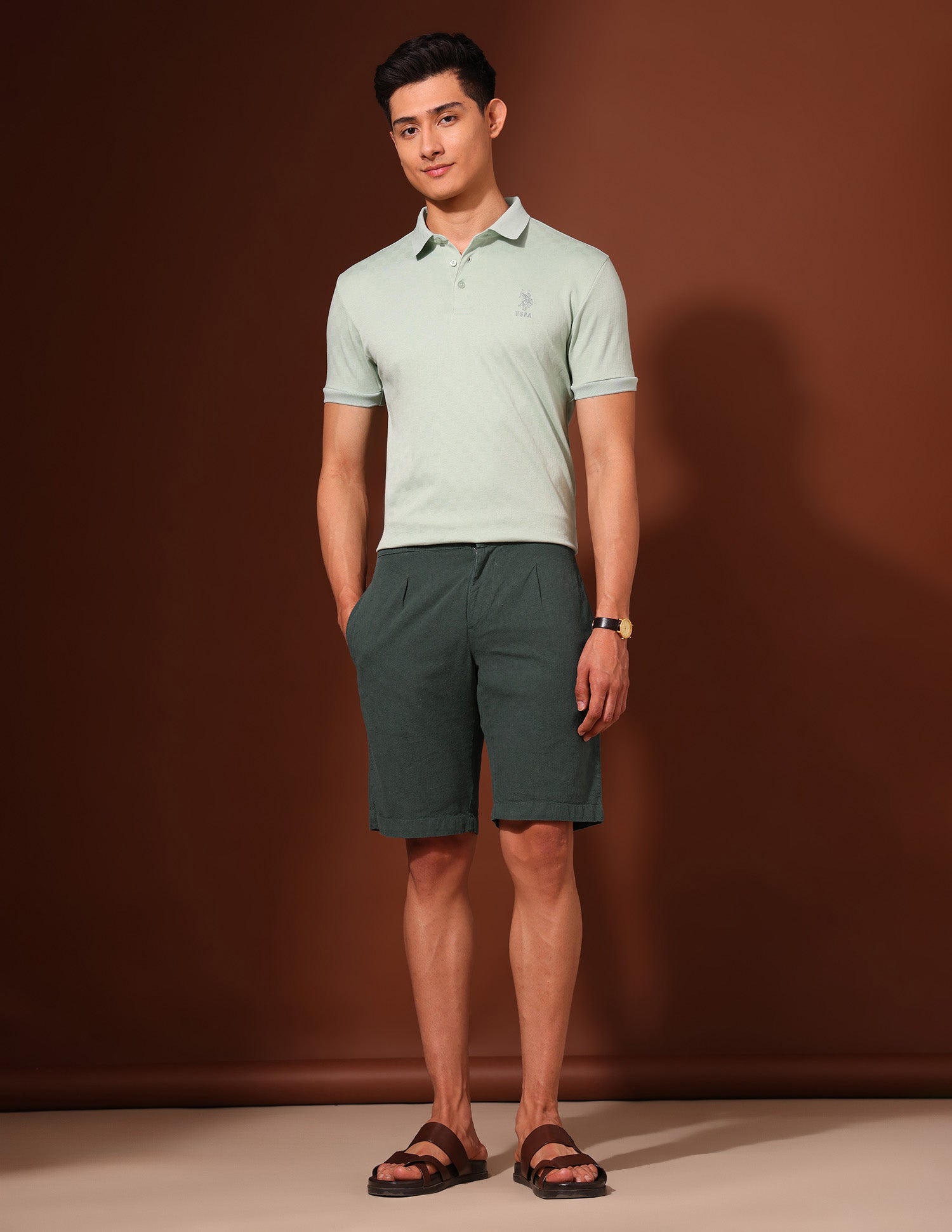 Working Holiday Slim Fit Shorts Sage - U.S. Polo Assn. India | Large