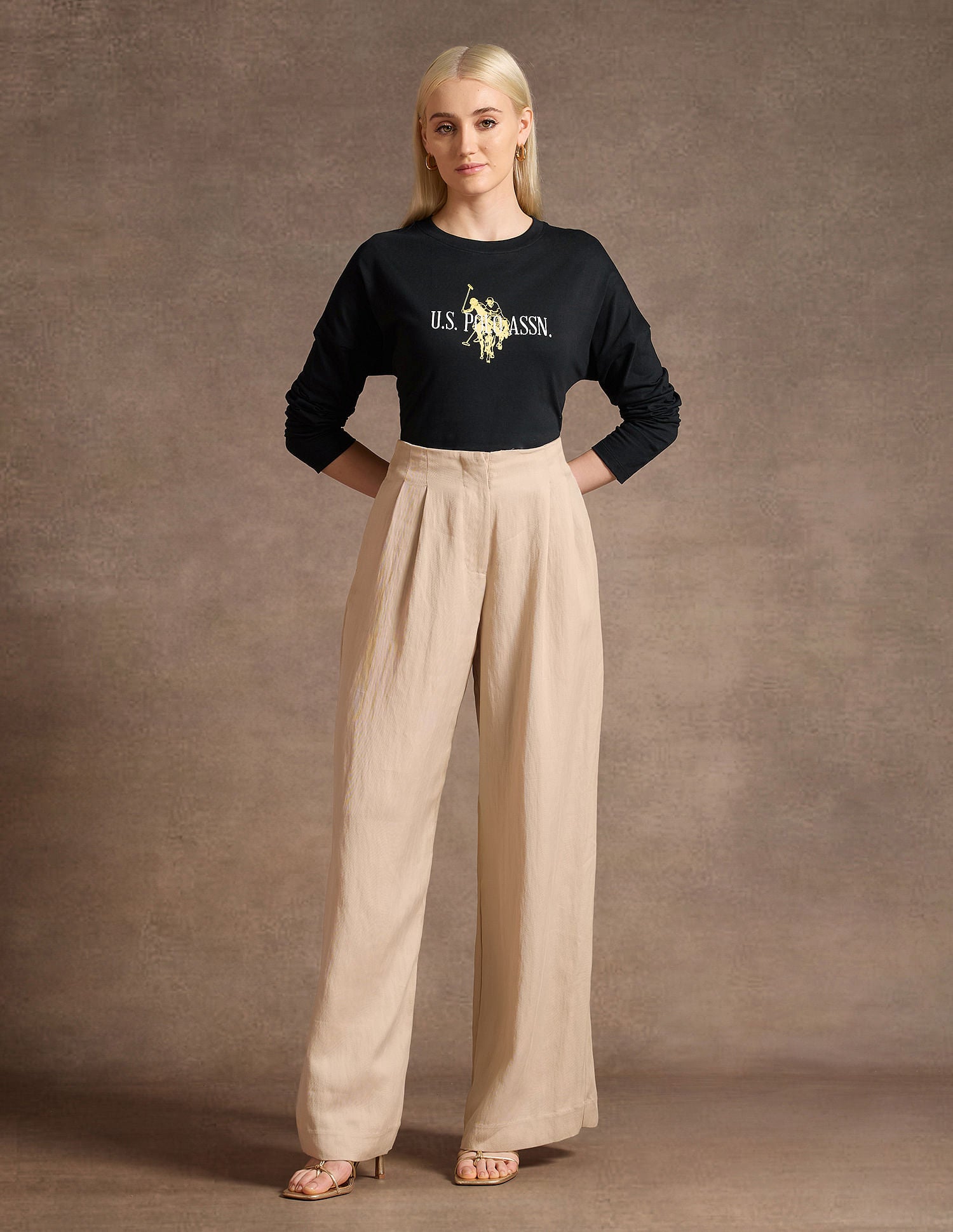 Drop Shoulder Embroidered Cotton T-Shirt Black - U.S. POLO ASSN. | Large