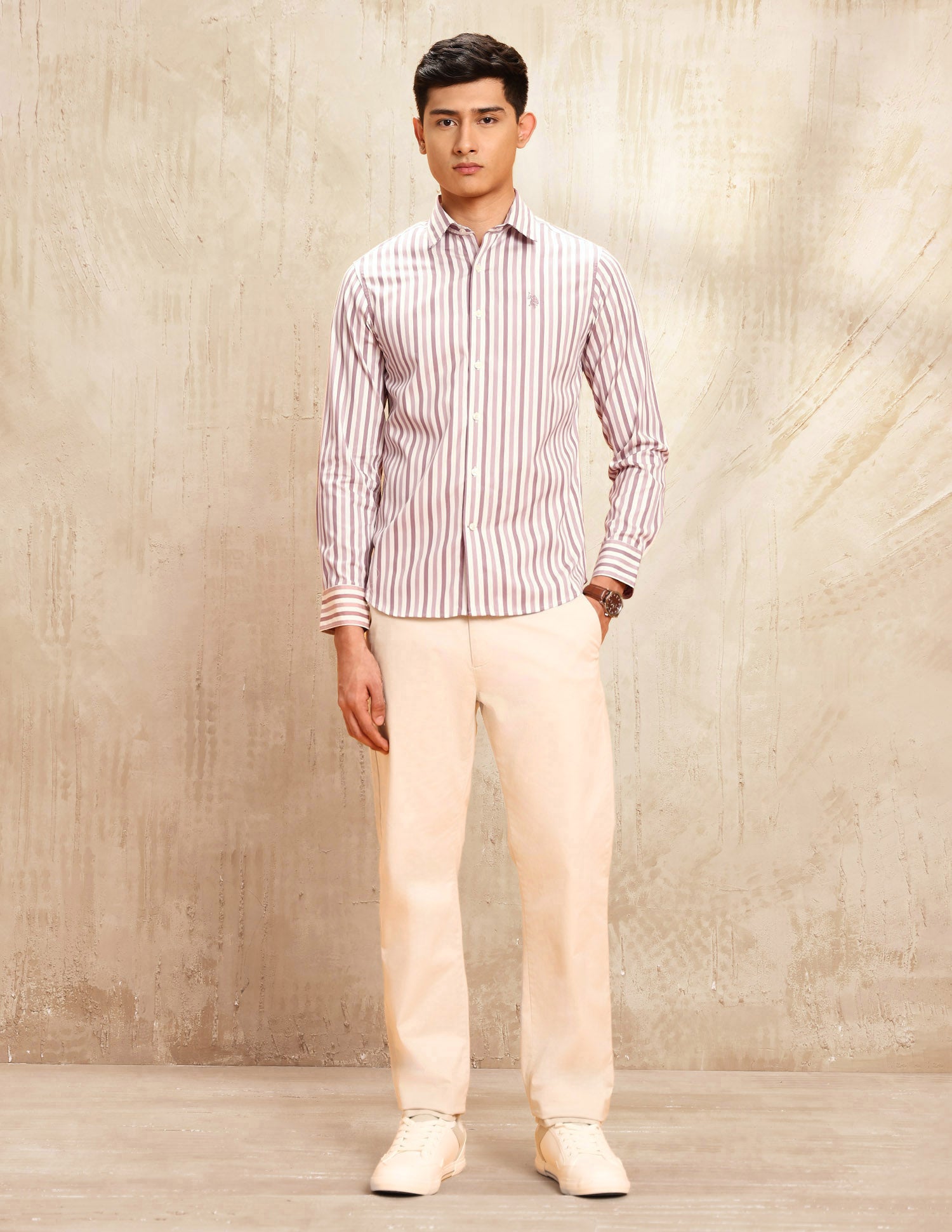 Poplin Vertical Striped Shirt Pink - U.S. POLO ASSN. | Large