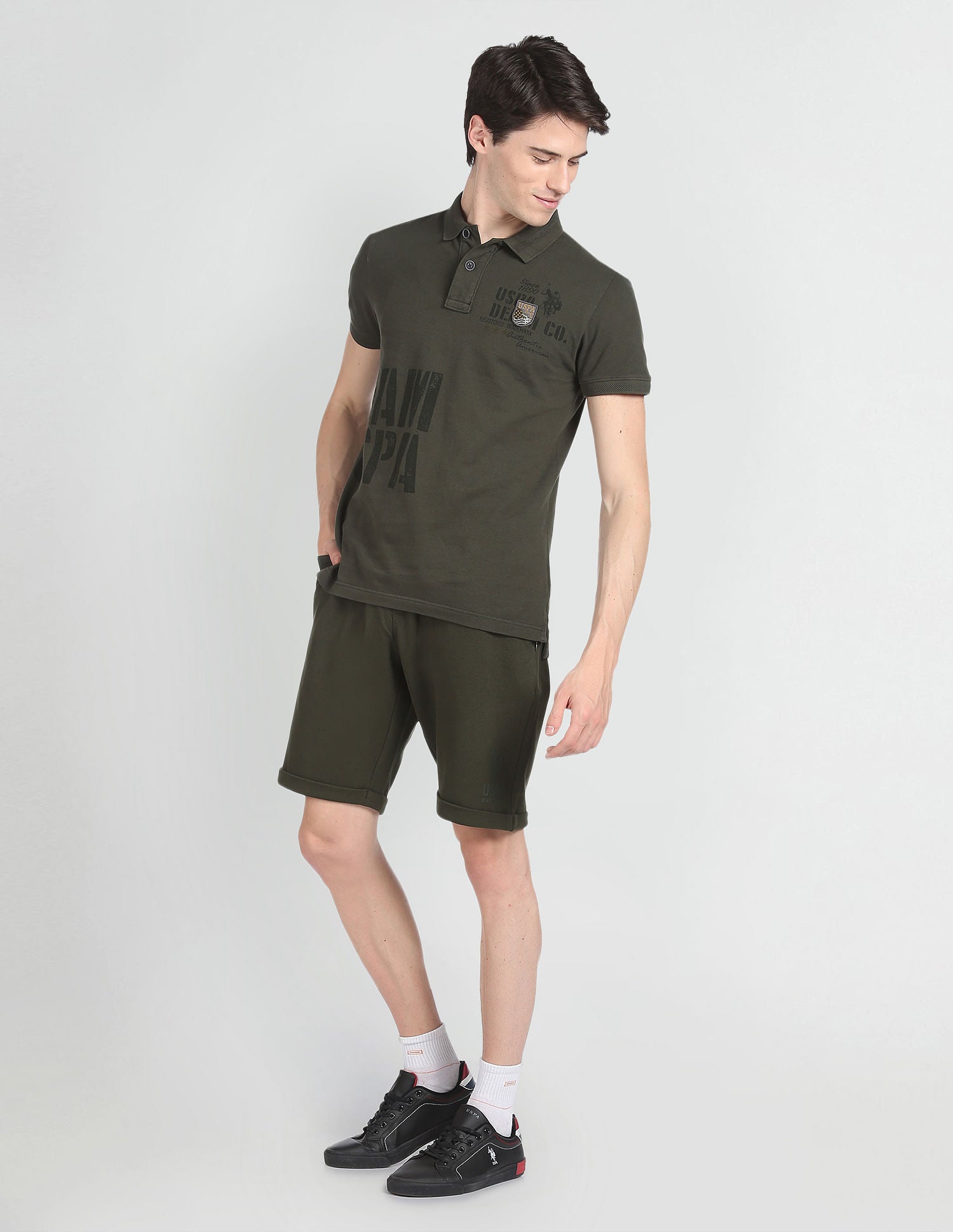Solid Knit Shorts Olive - U.S. Polo Assn. India | Large