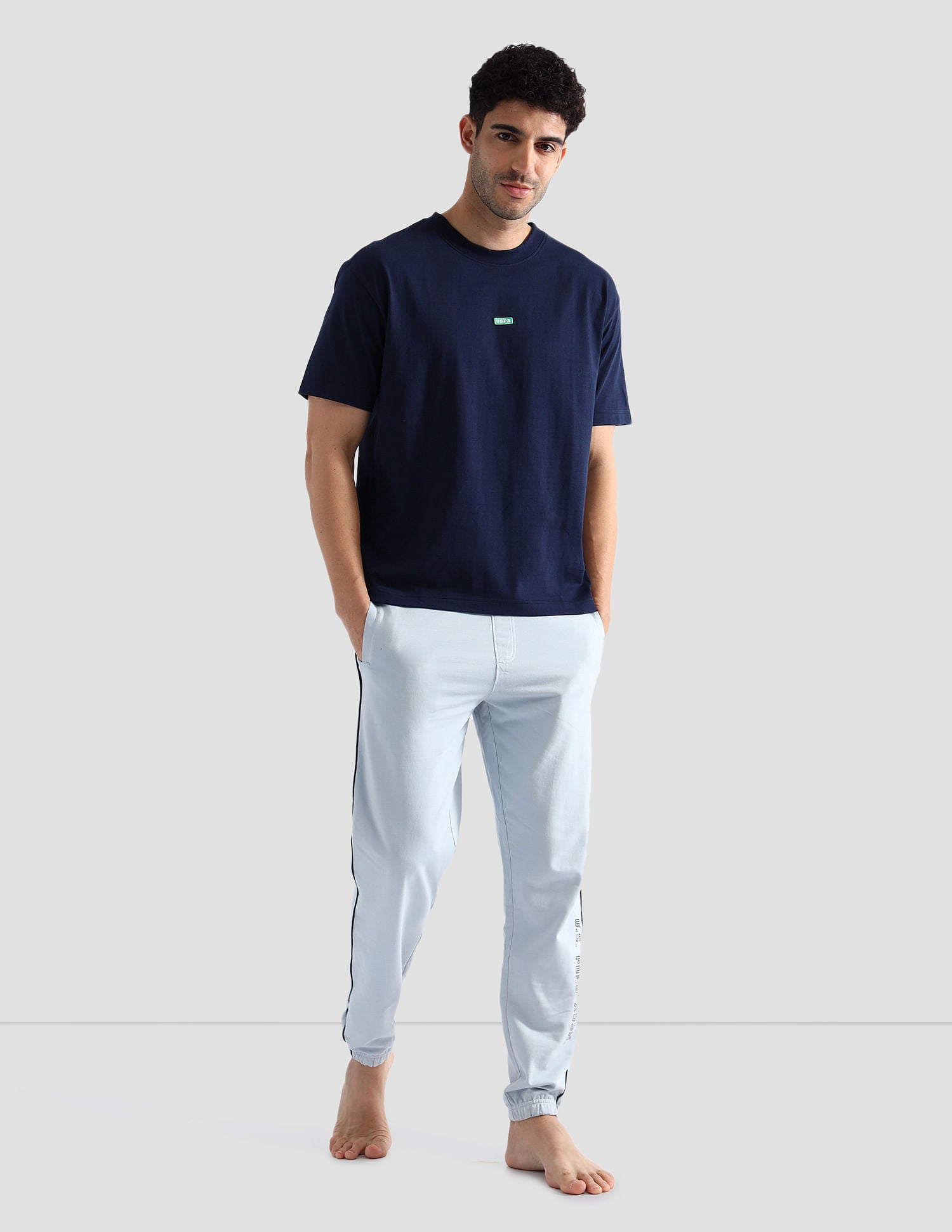 Pure Cotton Oversized OEE04 Lounge T-Shirt Navy - U.S. POLO ASSN. | Large