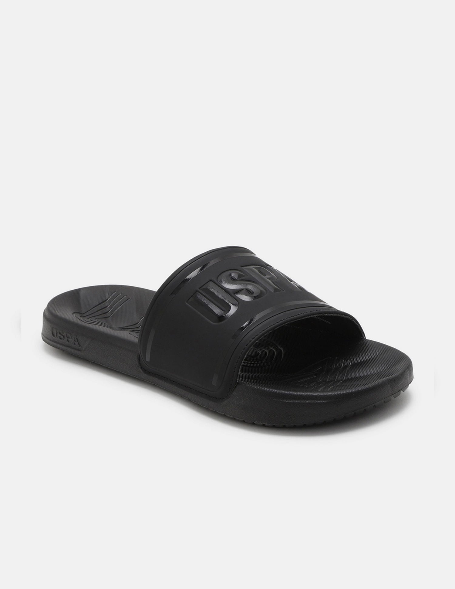 Men Brand Embossed Deja Blk Slippers Black - U.S. POLO ASSN. | Large