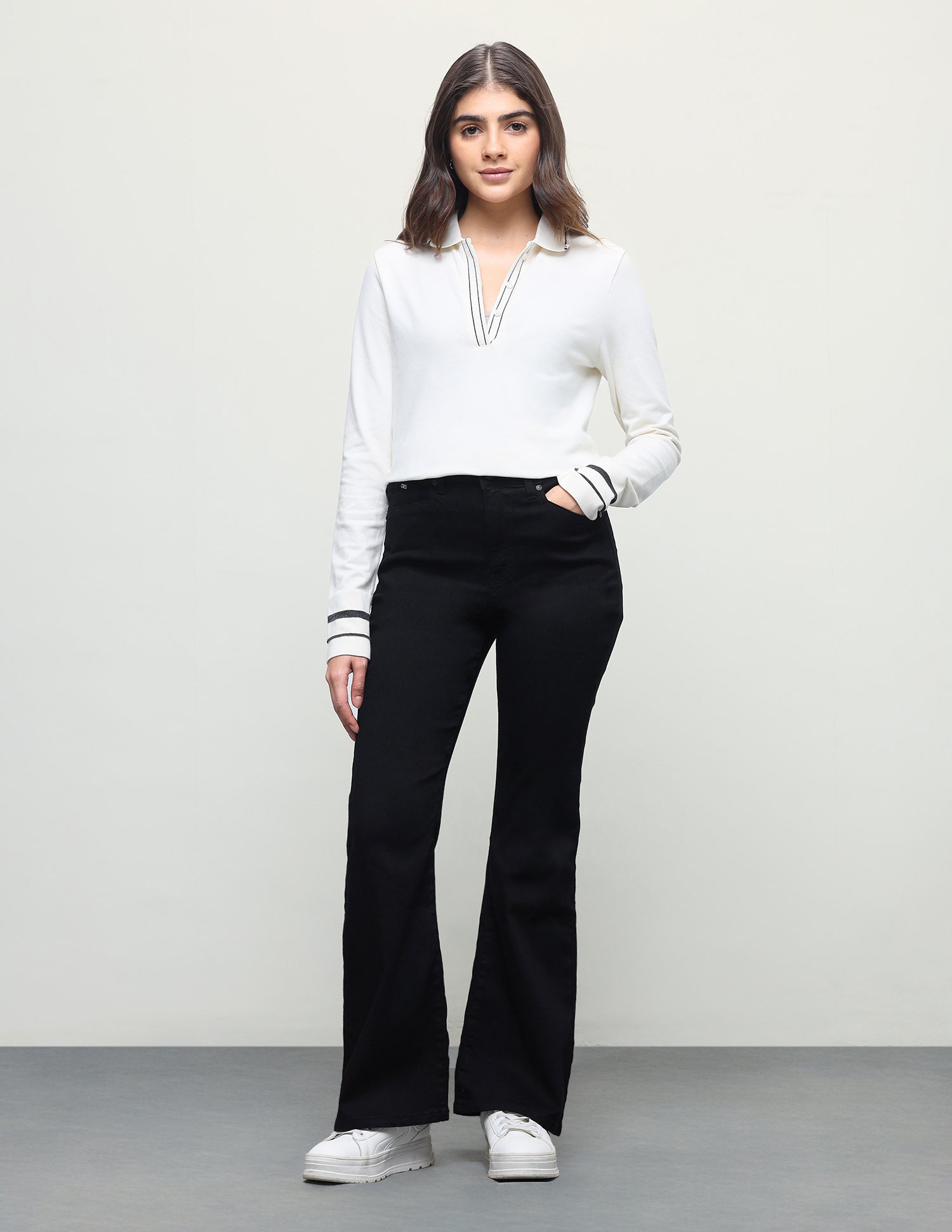 Flared Fit Black Jeans Rinse Black - U.S. Polo Assn. India | Large