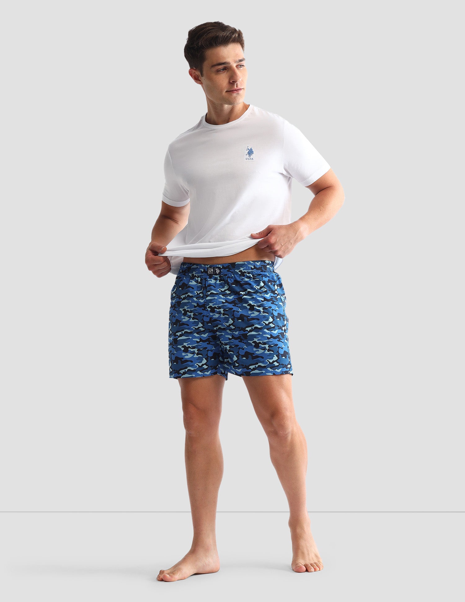 Camouflage Printed Cotton OEX10 Boxers - Pack Of 2 Navy Camo and Navy - U.S. POLO ASSN. | Large