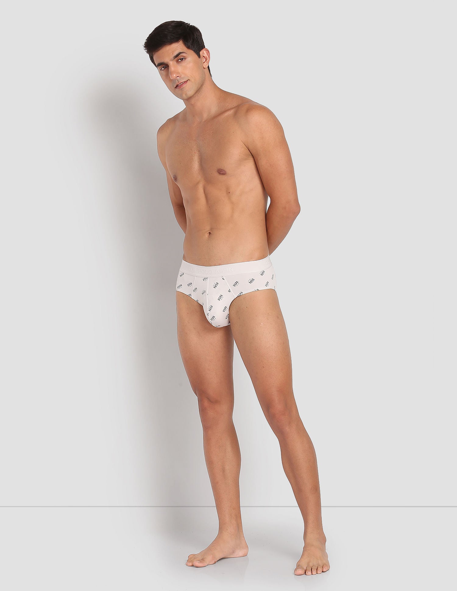 Nylon Stretch Printed AB002 Active Briefs - Pack Of 1 Oyster Mushroom - U.S. POLO ASSN. | Large