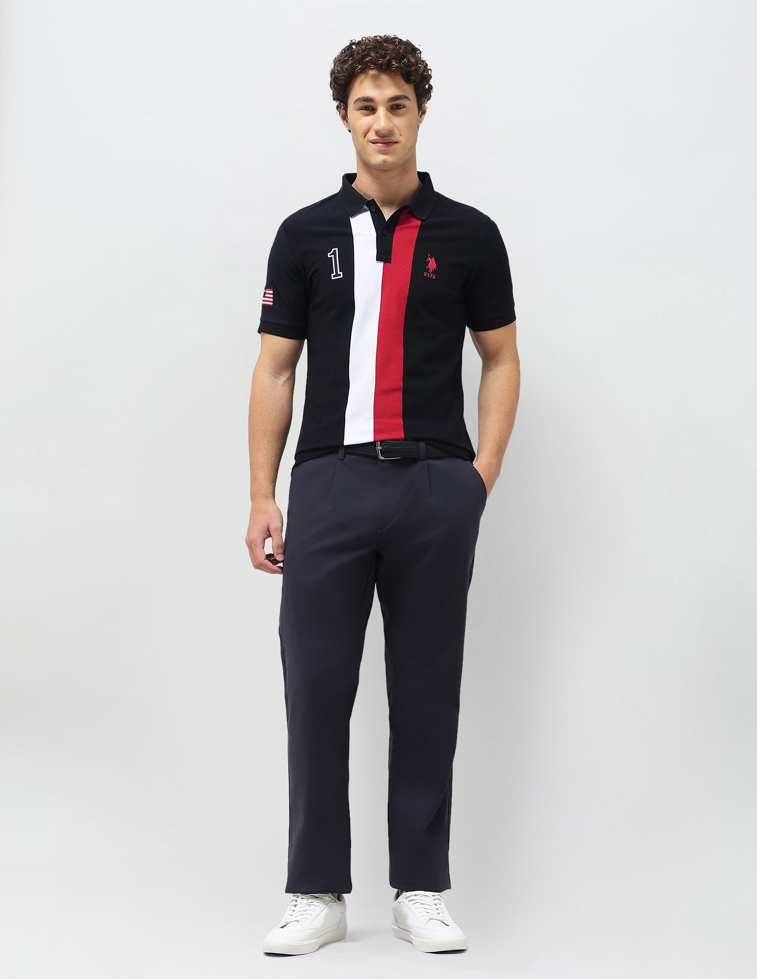 Colourblocked Slim Fit Polo Shirt Navy - U.S. Polo Assn. India | Large