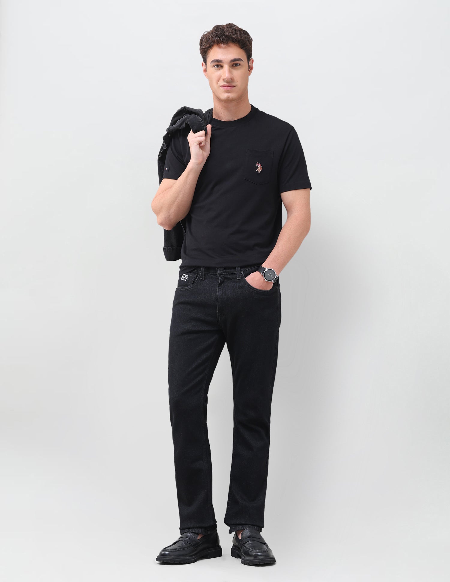 Harold Slim Straight Fit Black Jeans Black - U.S. Polo Assn. India | Large