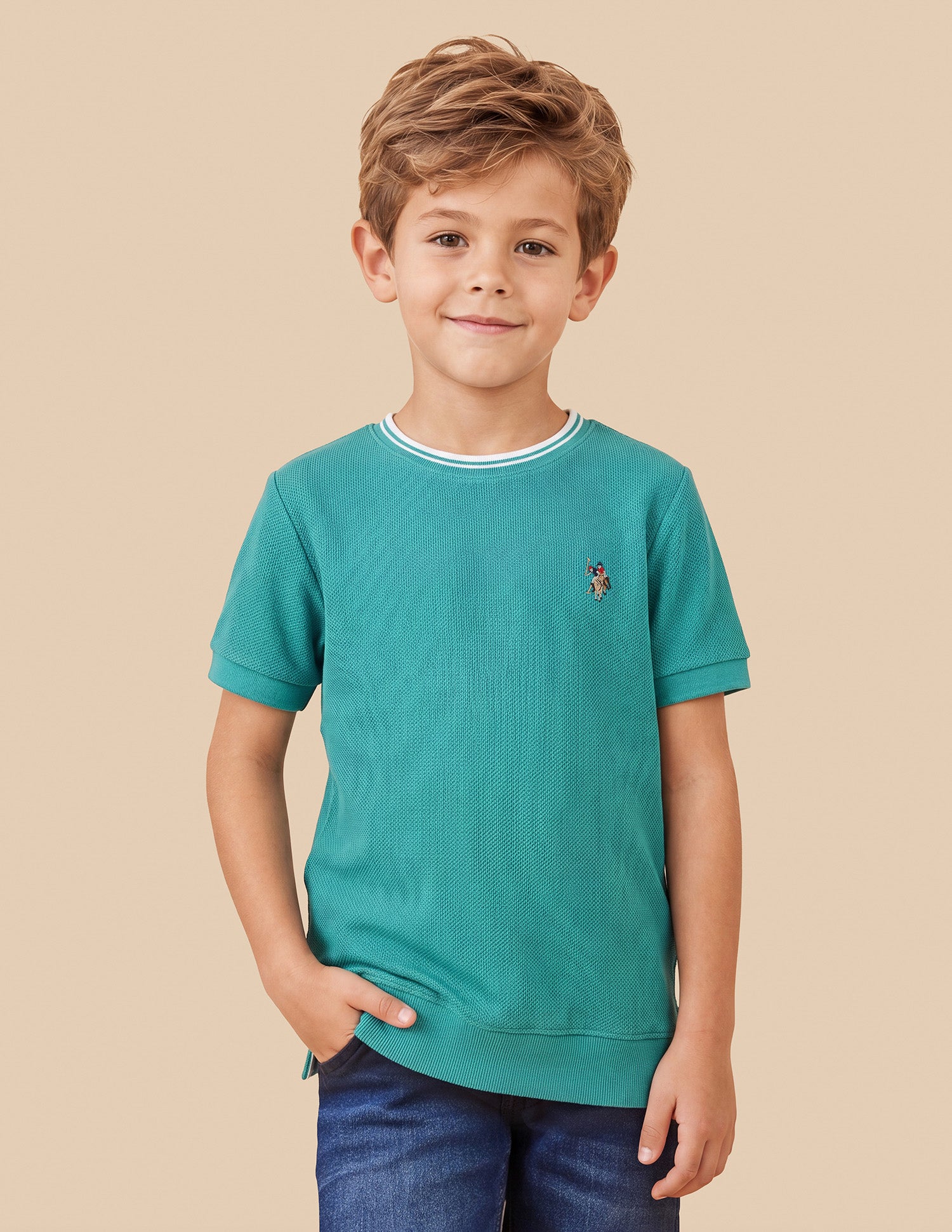 Solid Regular Fit T-Shirt Teal - U.S. Polo Assn. India | Large