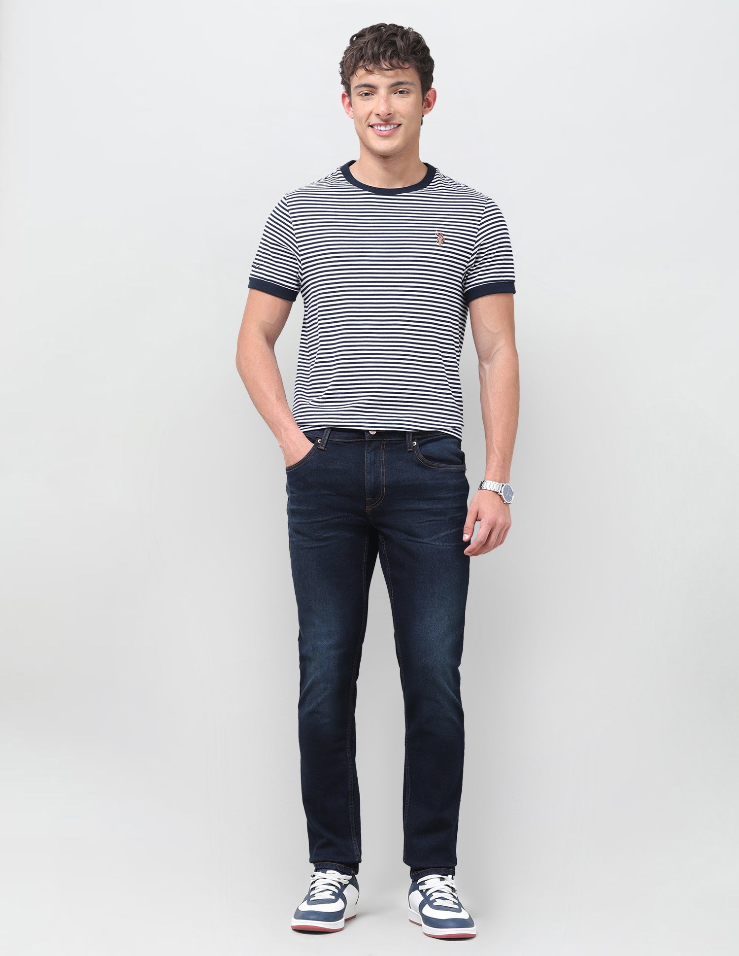 Brandon Slim-Tapered Fit Blue Jeans Dark Indigo - U.S. Polo Assn. India | Large