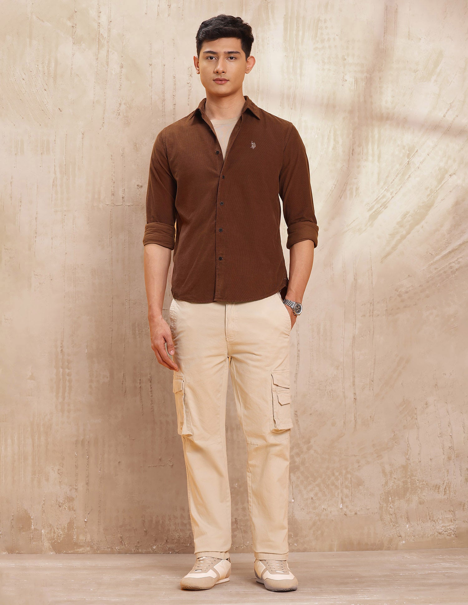 Pure Cotton Slim Fit Shirt Rust - U.S. POLO ASSN. | Large