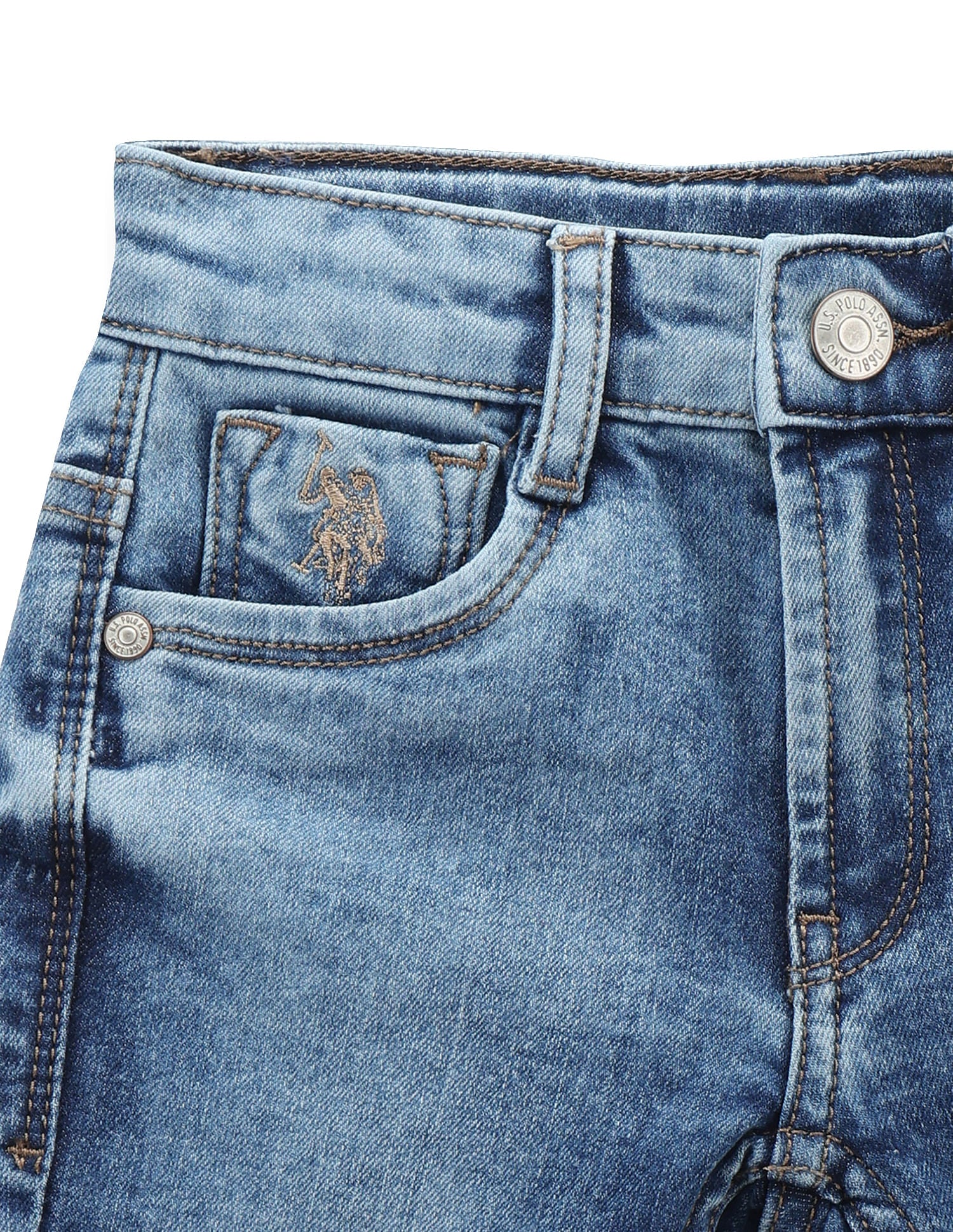 Boys Stone Wash Denim Shorts Light Blue - U.S. POLO ASSN. | Large