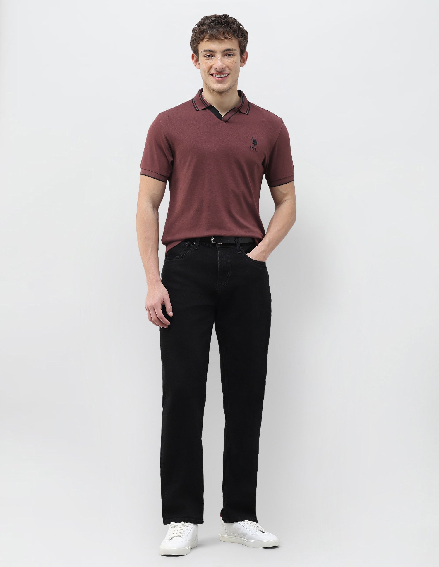 Solid Slim Fit Polo Shirt Maroon - U.S. Polo Assn. India | Large