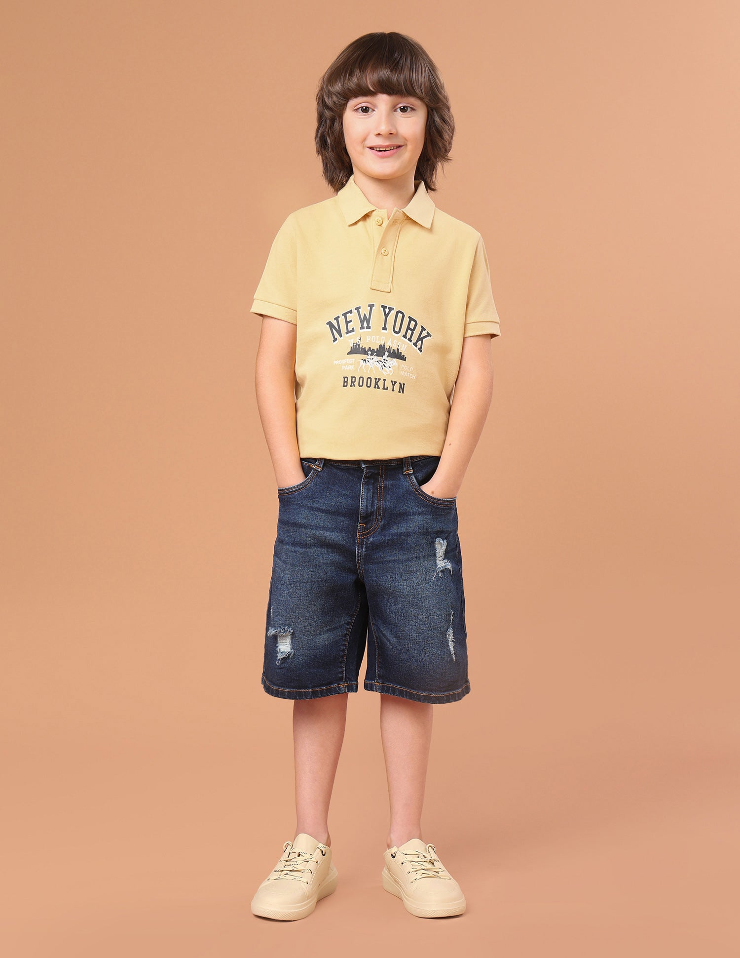 Brand Typographic Regular Fit Polo Shirt Mustard - U.S. Polo Assn. India | Large