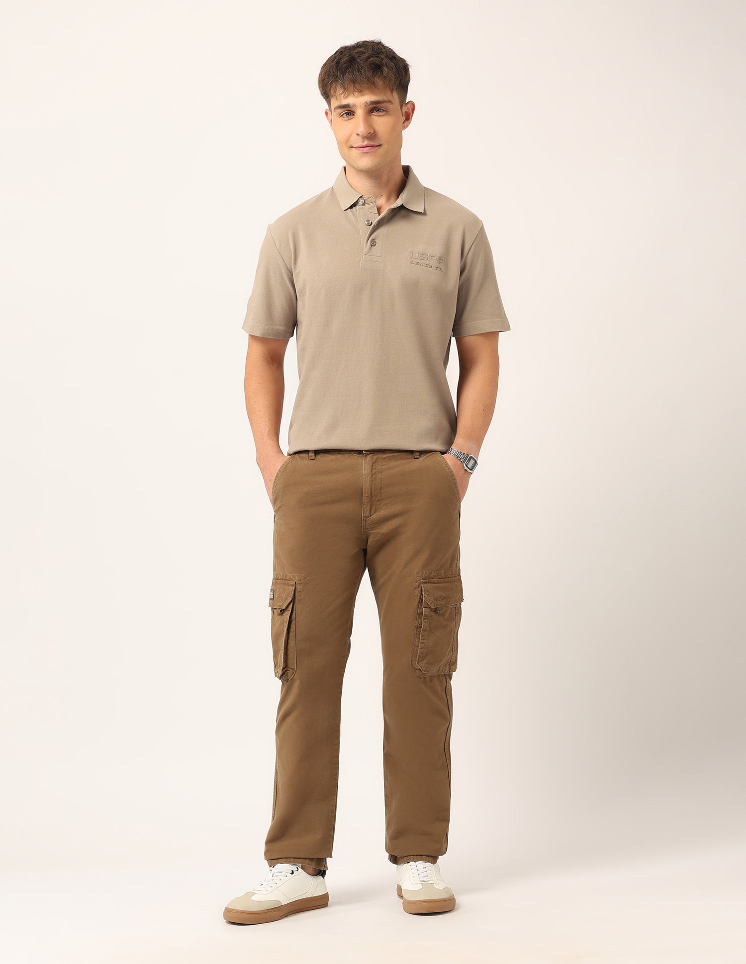 Solid Relaxed Fit Polo Shirt Beige - U.S. Polo Assn. India | Large
