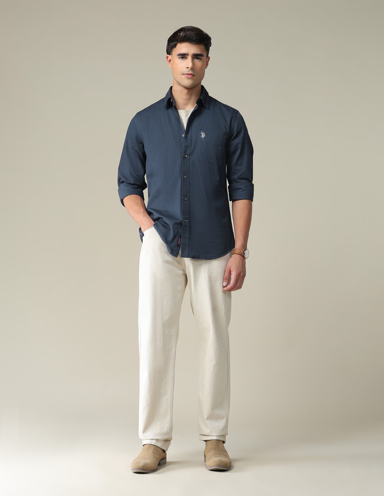 Solid Slim Shirt Teal - U.S. POLO ASSN. | Large