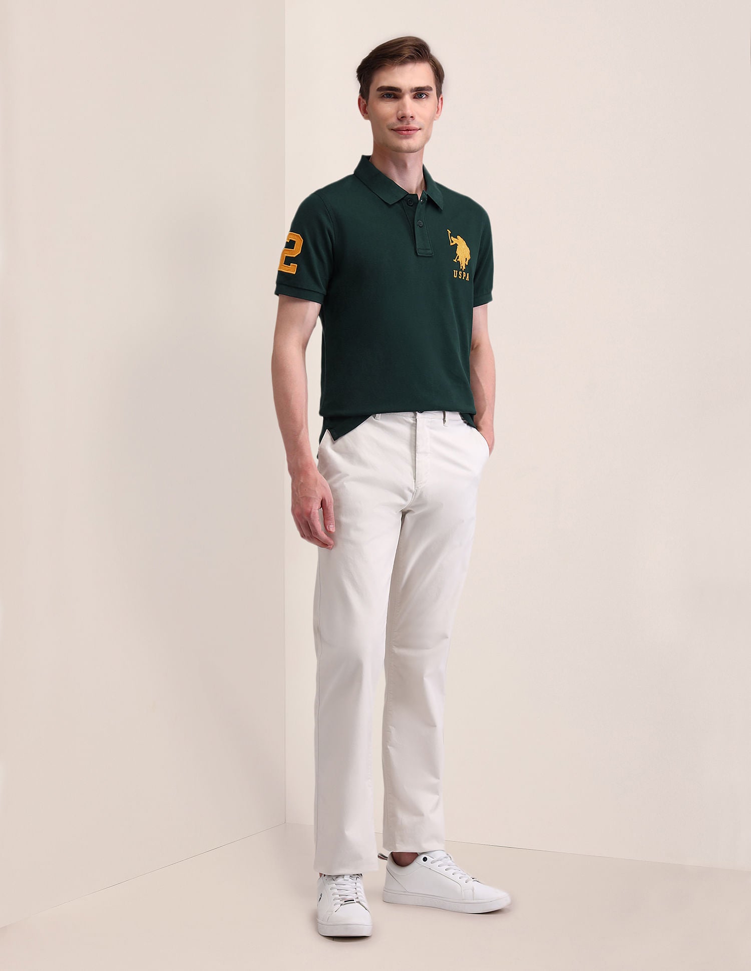 Solid Slim Fit Polo Shirt Olive - U.S. POLO ASSN. | Large