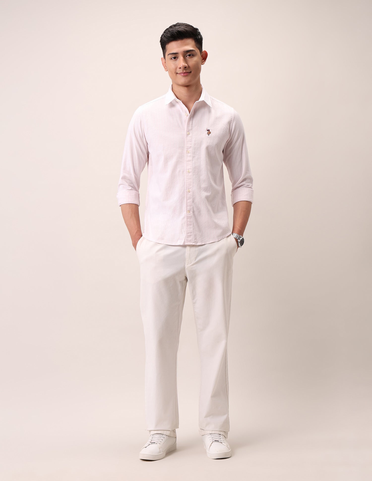 Vertical Striped Pure Cotton Shirt Pink - U.S. Polo Assn. India | Large