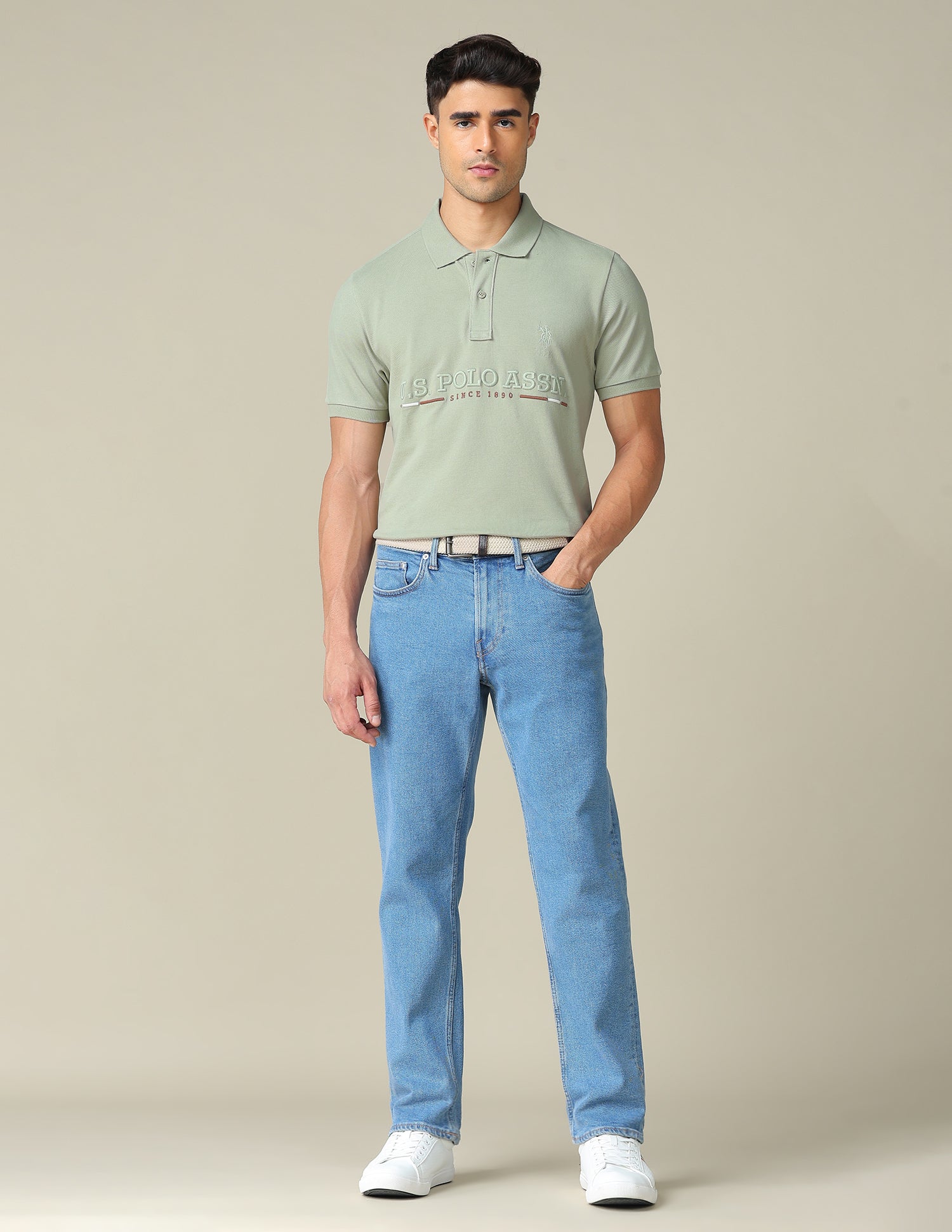 Brand Embroidered Regular Fit Polo Shirt Light Olive - U.S. POLO ASSN. | Large