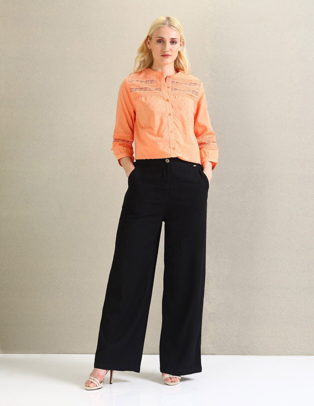 Linen Wide Leg Trousers Black - U.S. POLO ASSN. | Large