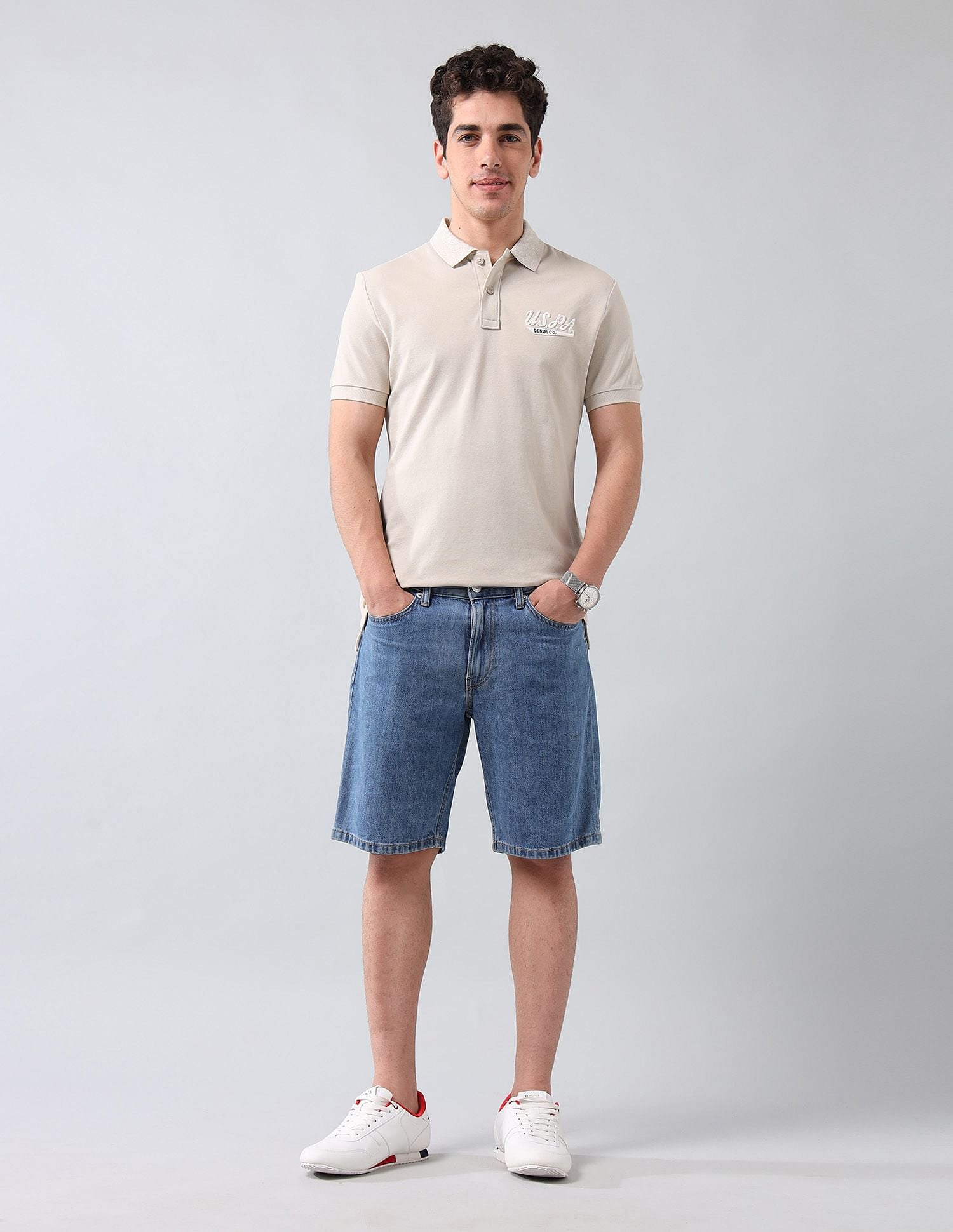 Muscle Fit Pure Cotton Polo Shirt Beige - U.S. Polo Assn. India | Large