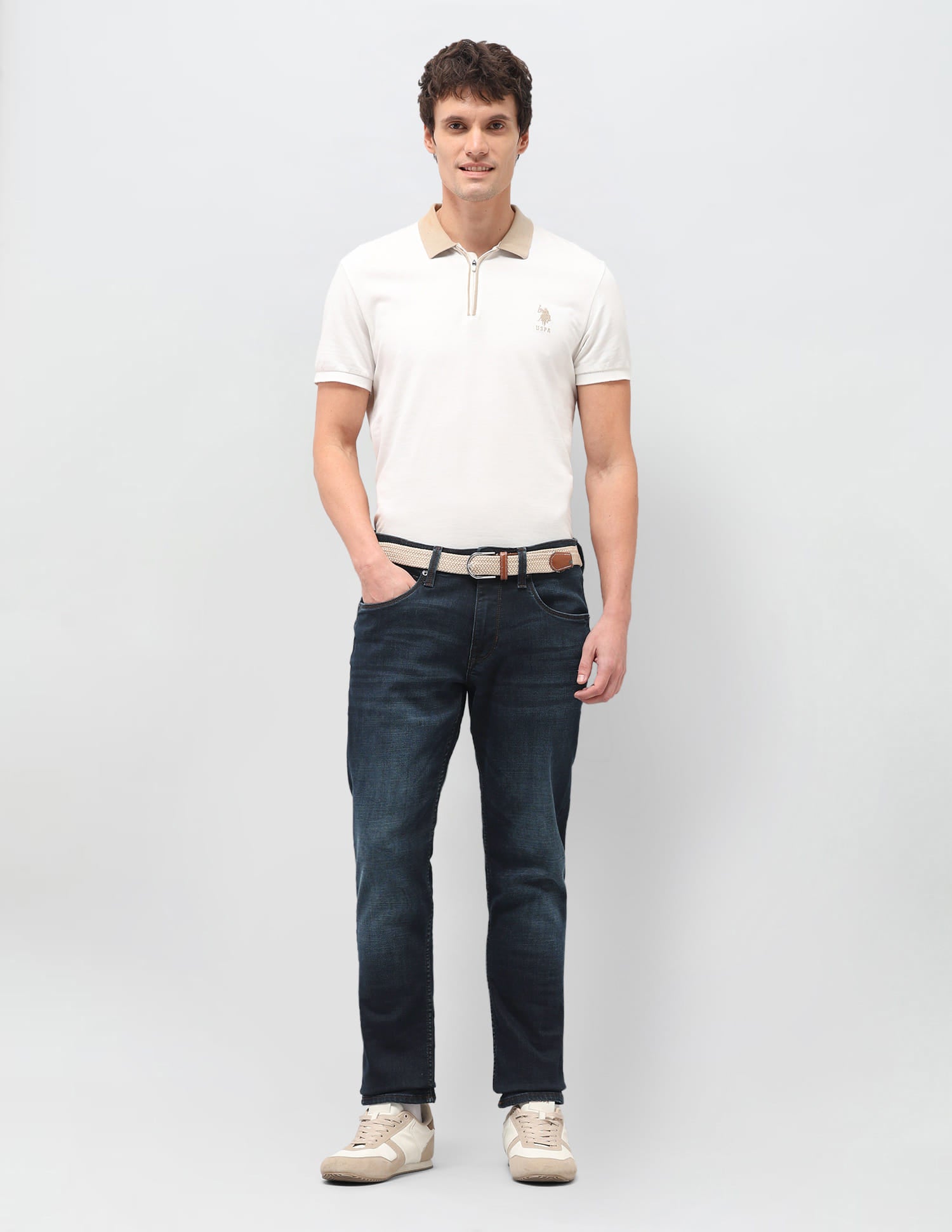 Solid Slim Tapered Jeans Blue - U.S. Polo Assn. India | Large