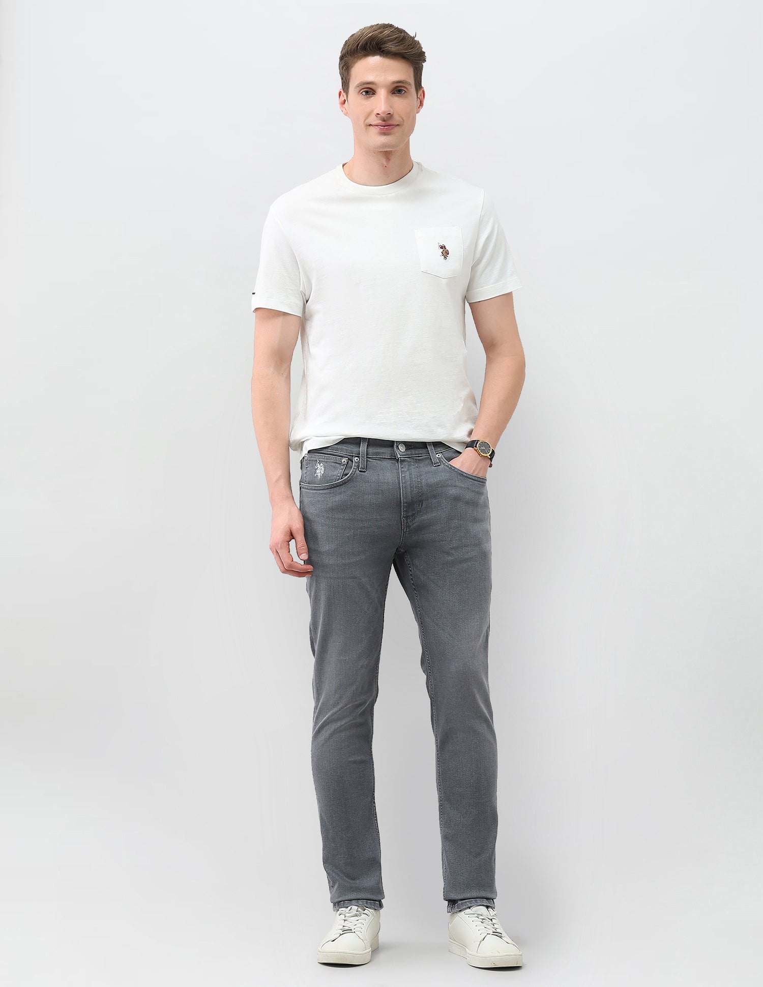 Brandon Slim Tapered Fit Grey Jeans Grey - U.S. Polo Assn. India | Large