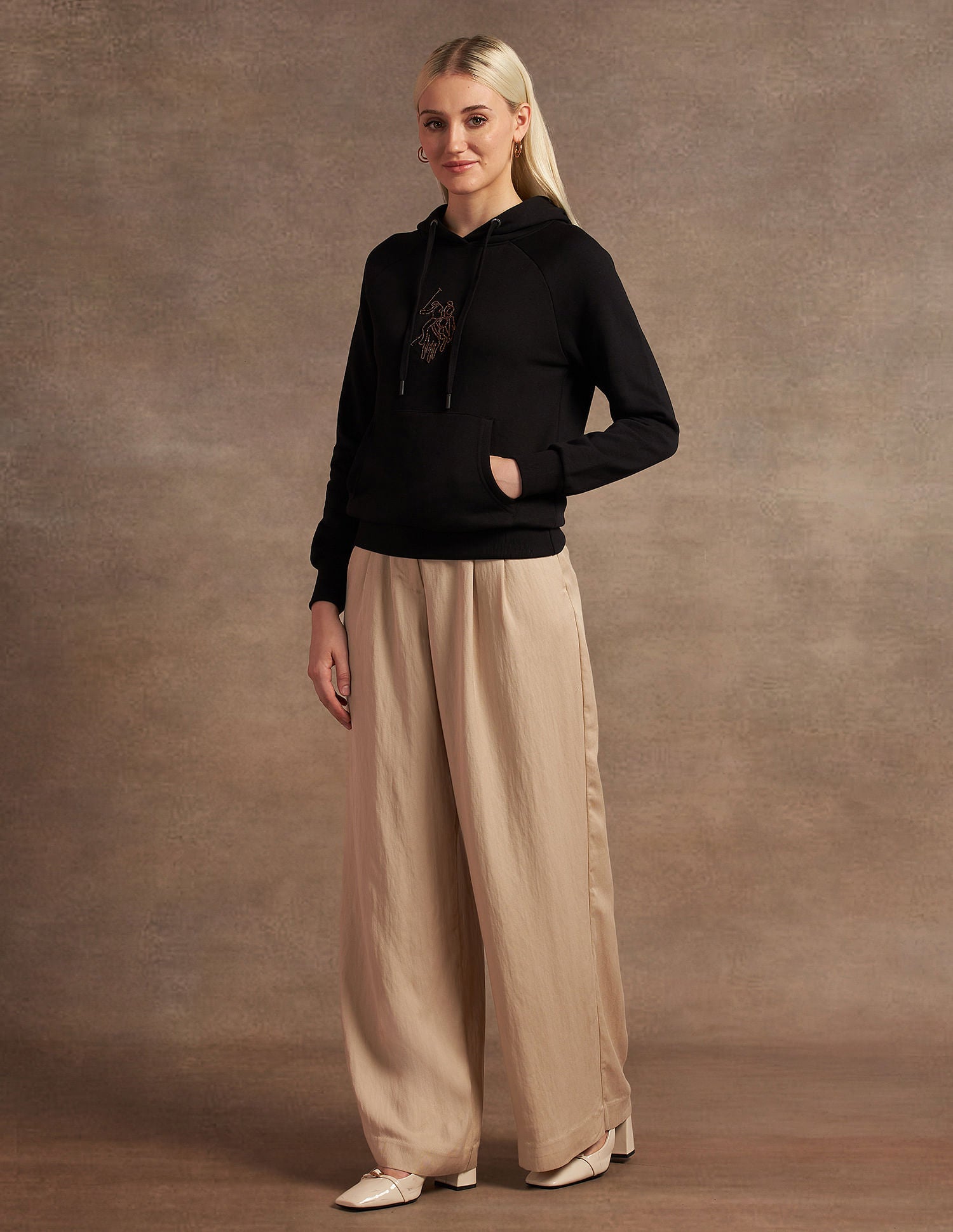 Embroidered Logo Hooded Sweatshirt Black - U.S. POLO ASSN. | Large