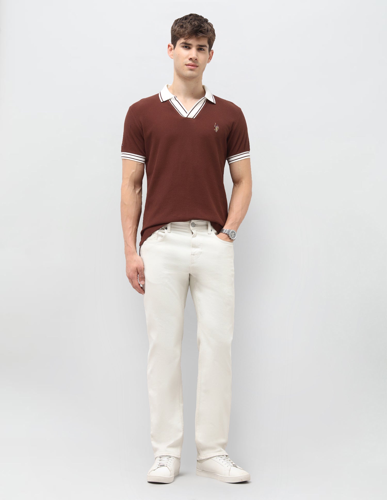 Solid Slim Fit Polo Shirt Rust - U.S. Polo Assn. India | Large