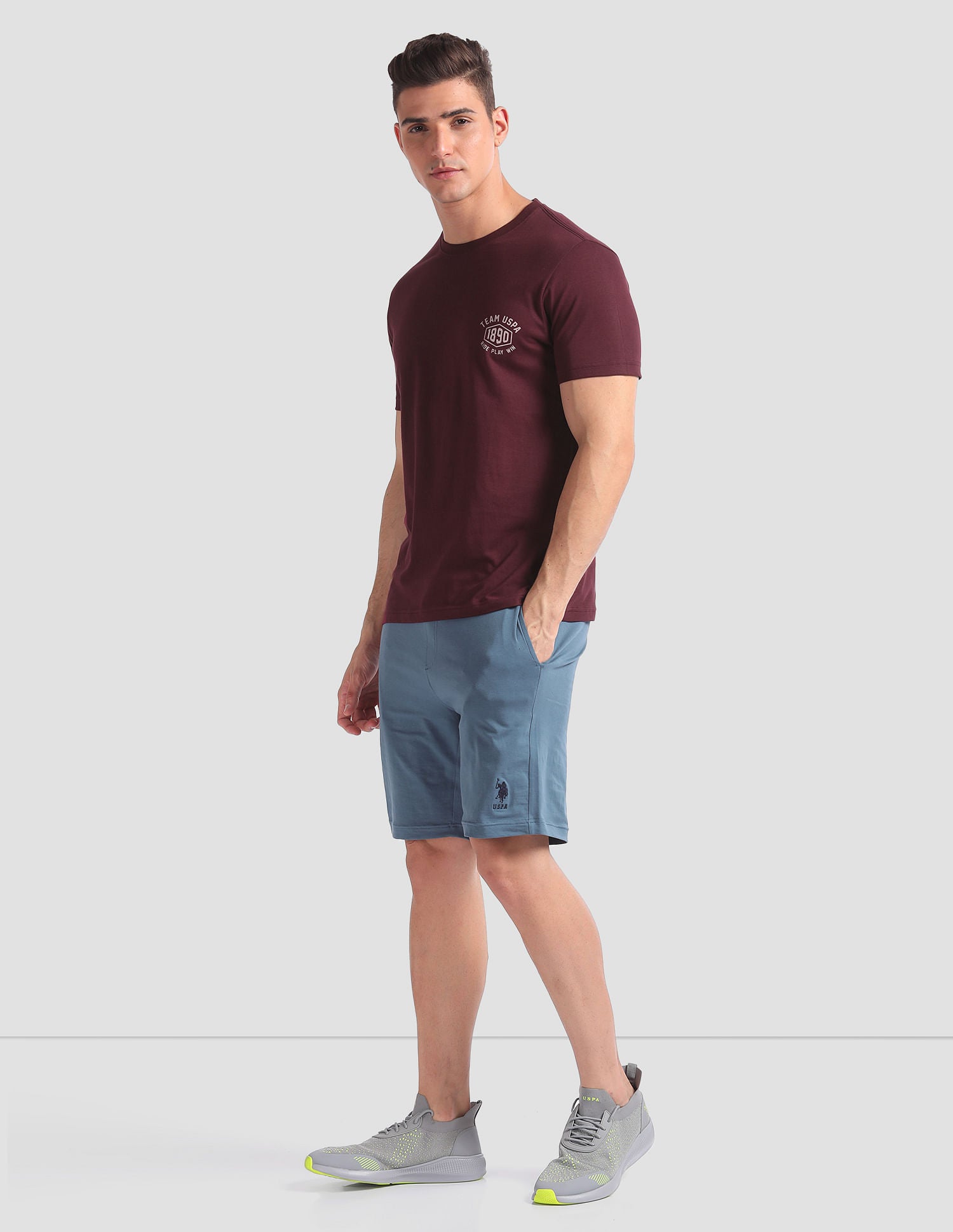 Tonal Logo Cotton IYAL Lounge T-Shirt - Pack Of 2 Maroon and Navy - U.S. POLO ASSN. | Large