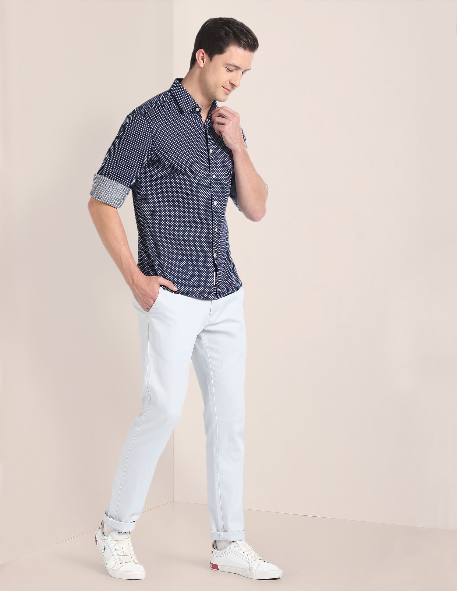 Geometric Print Casual Shirt Navy - U.S. POLO ASSN. | Large