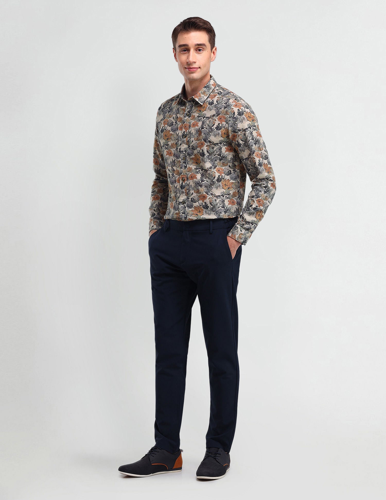 Slim Fit Floral Shirt Grey - U.S. Polo Assn. India | Large