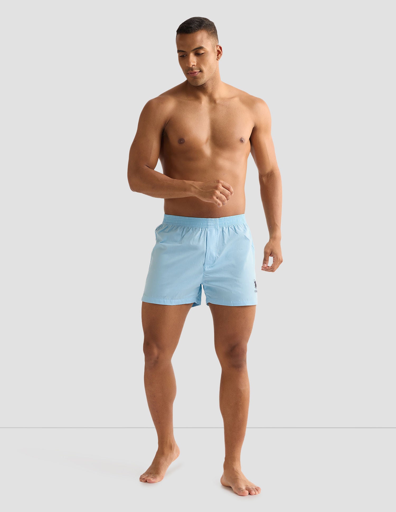 Pure Cotton OEX04 Boxer Shorts - Pack Of 1 Sky Blue - U.S. POLO ASSN. | Large