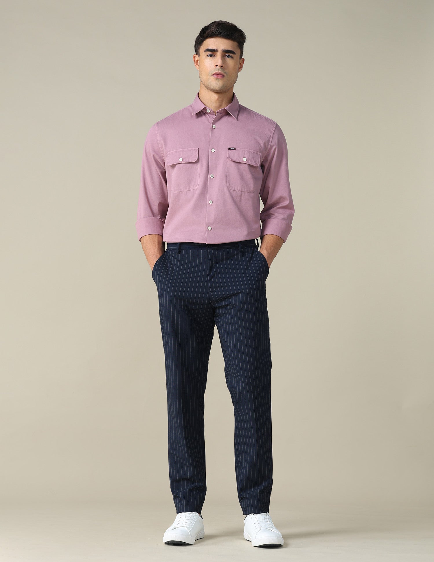 Twill Relaxed Fit Shirt Pink - U.S. POLO ASSN. | Large