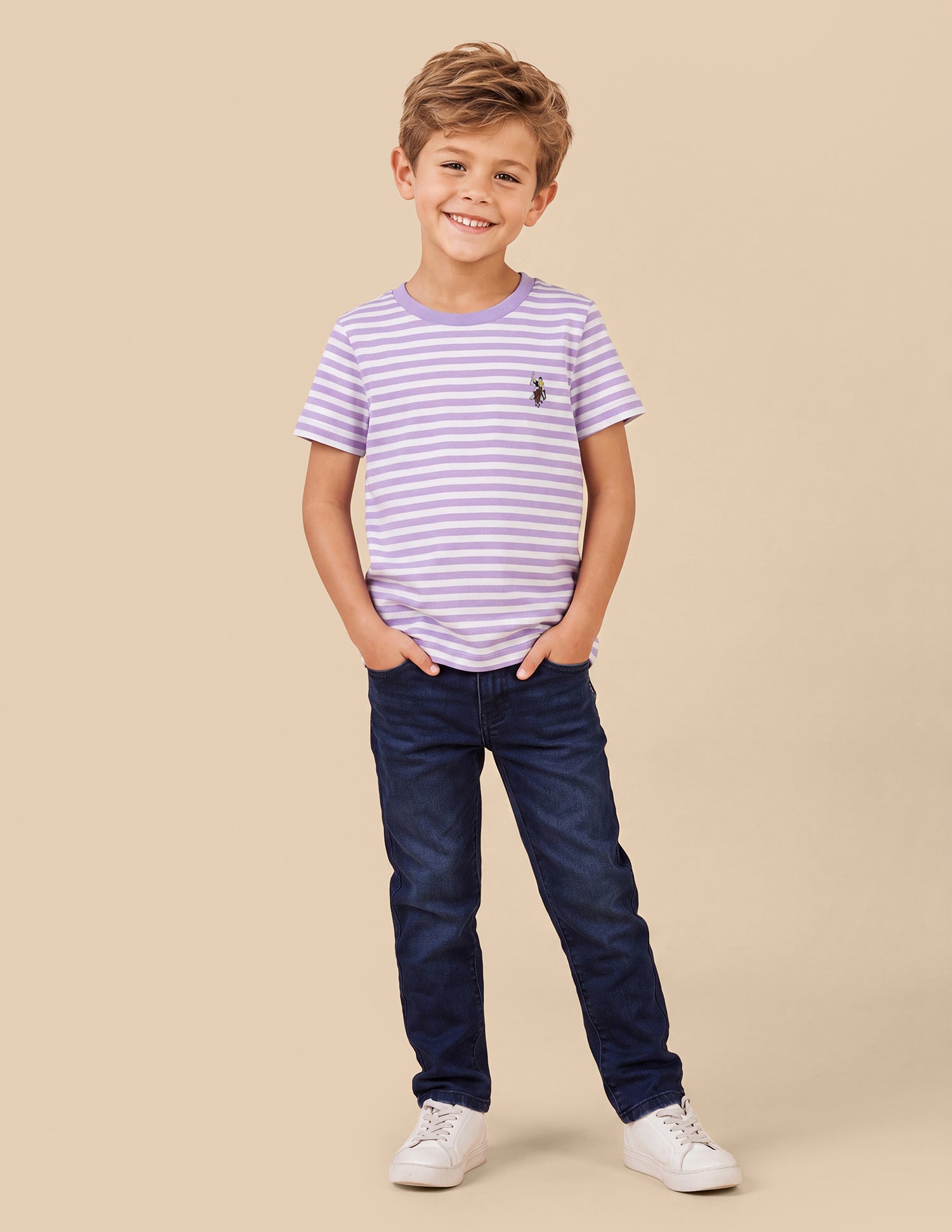 Horizontal Striped Regular Fit T-Shirt Purple - U.S. Polo Assn. India | Large