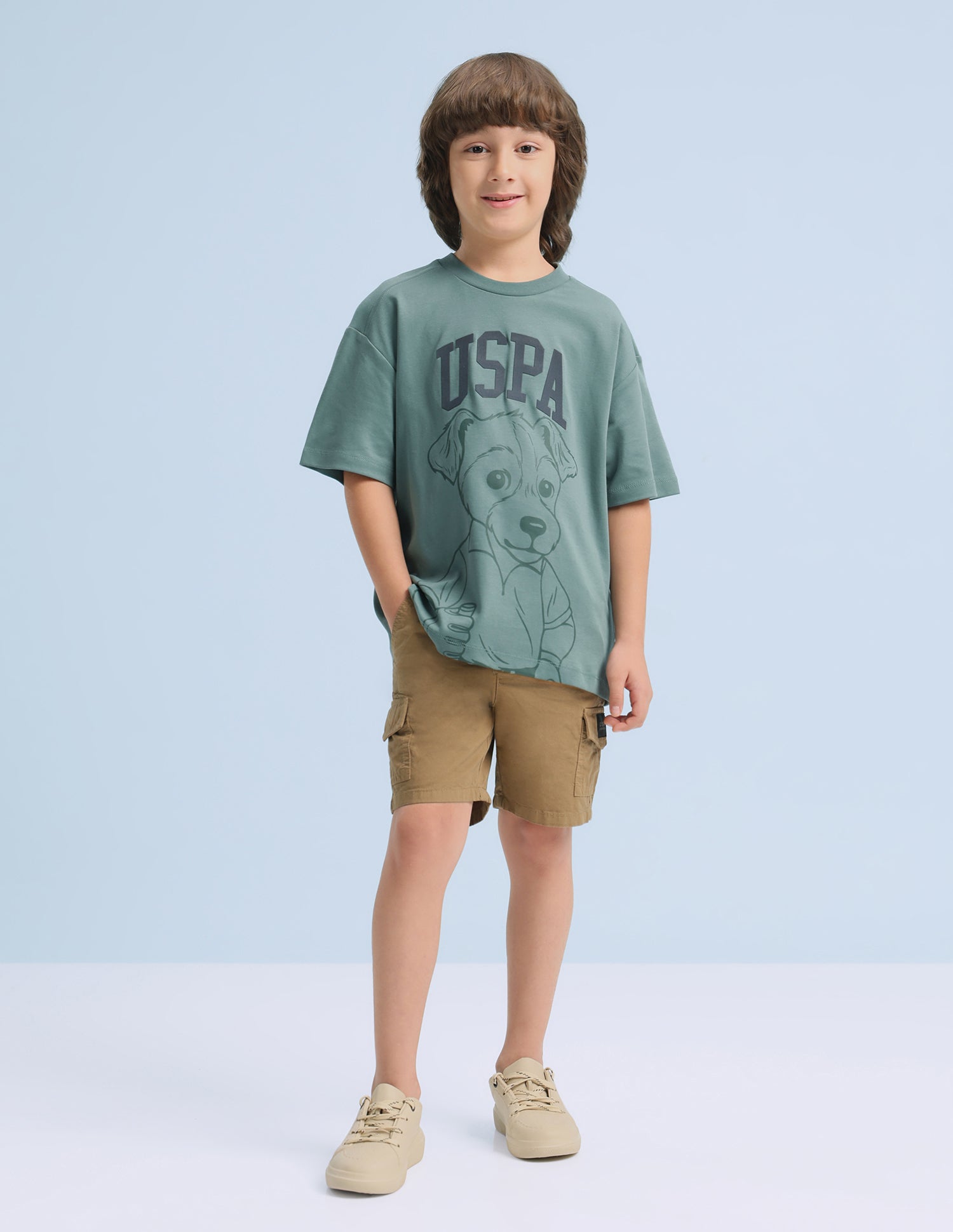 Graphic Brand Printed Oversized Fit T-Shirt Green - U.S. Polo Assn. India | Large
