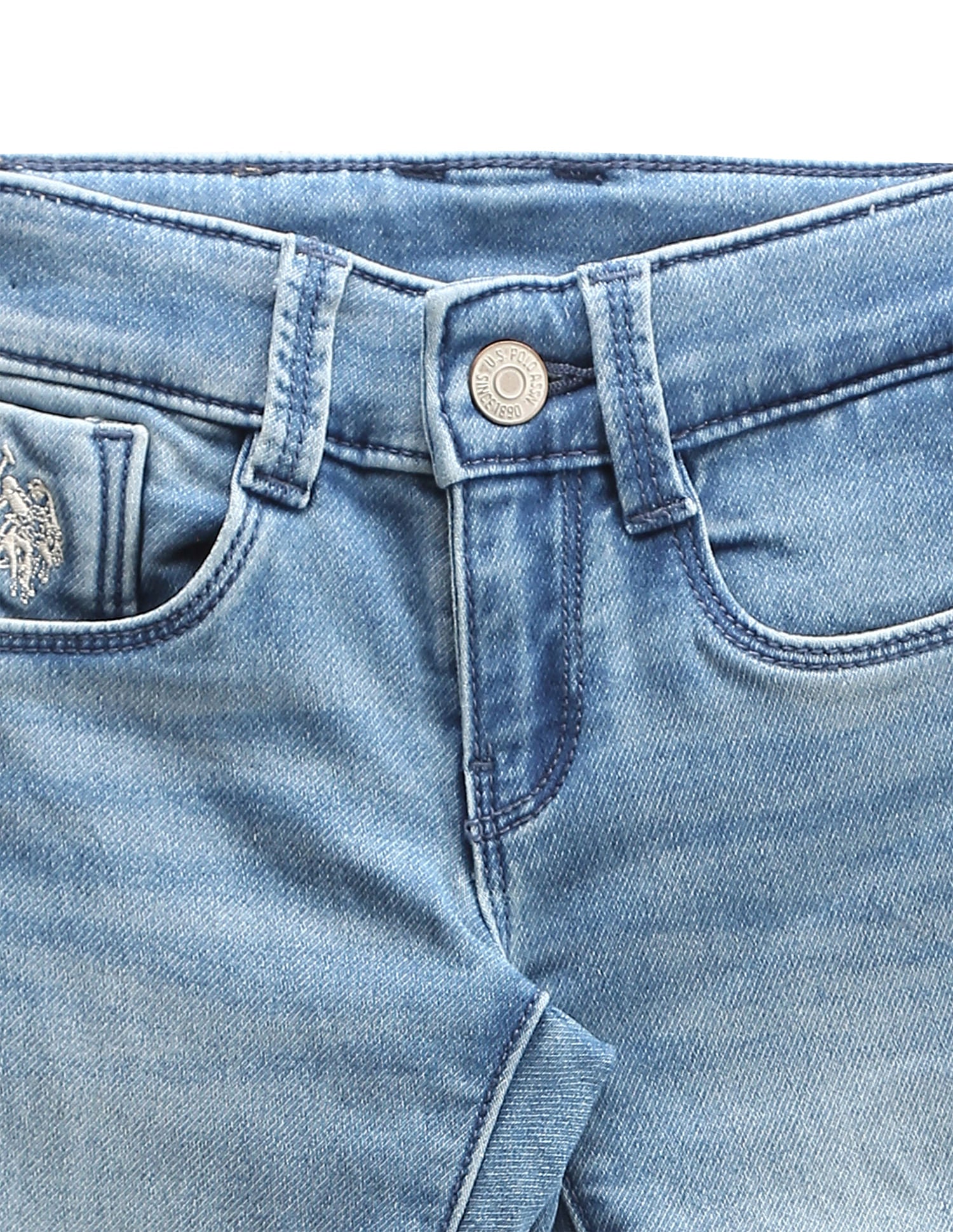 Boys Slim Fit Stone Wash Jeans Light Blue - U.S. POLO ASSN. | Large