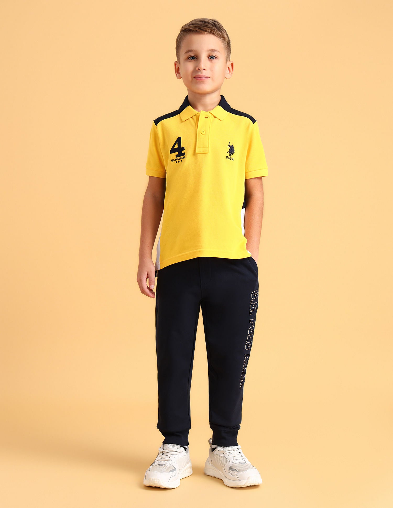 Boys Cotton Printed Polo Shirt Yellow - U.S. Polo Assn. India | Large
