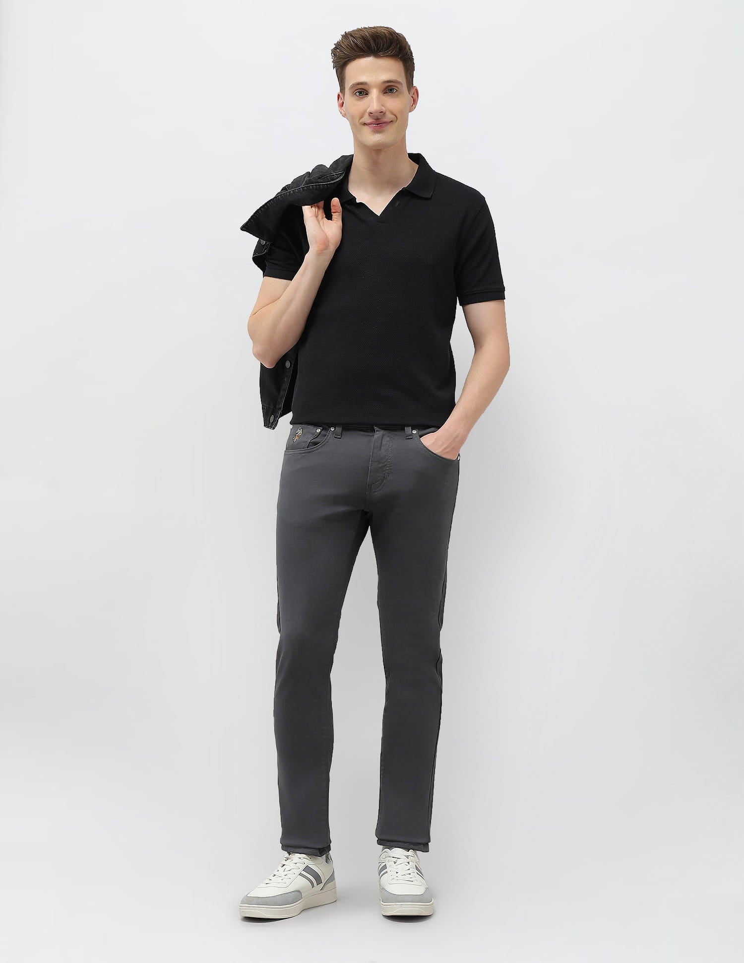 Mid Rise Brandon Slim-Tapered Fit Jeans Dark Grey - U.S. Polo Assn. India | Large