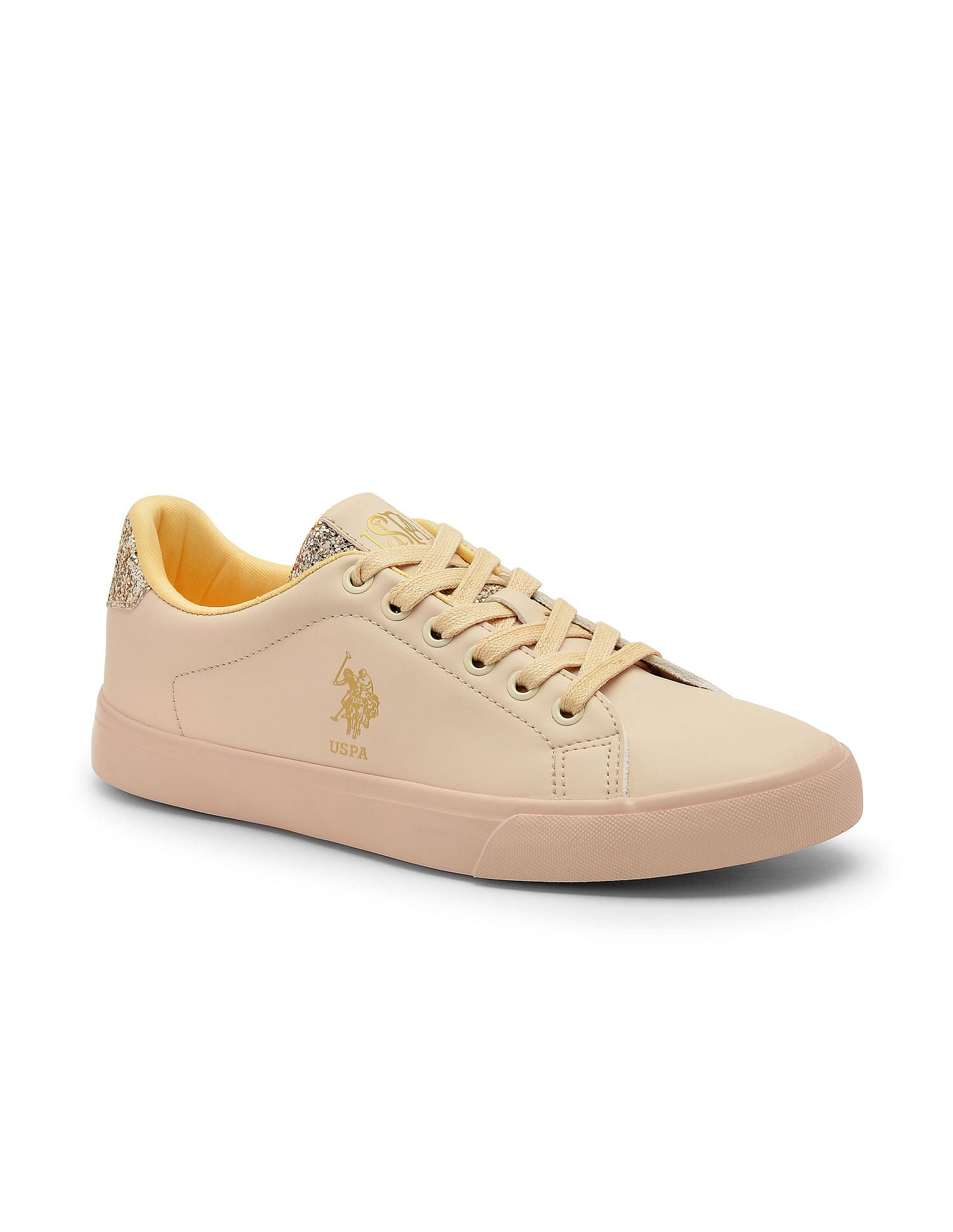 Women Round Toe Logo Beverly 2.0 Sneakers Beige - U.S. Polo Assn. India | Large