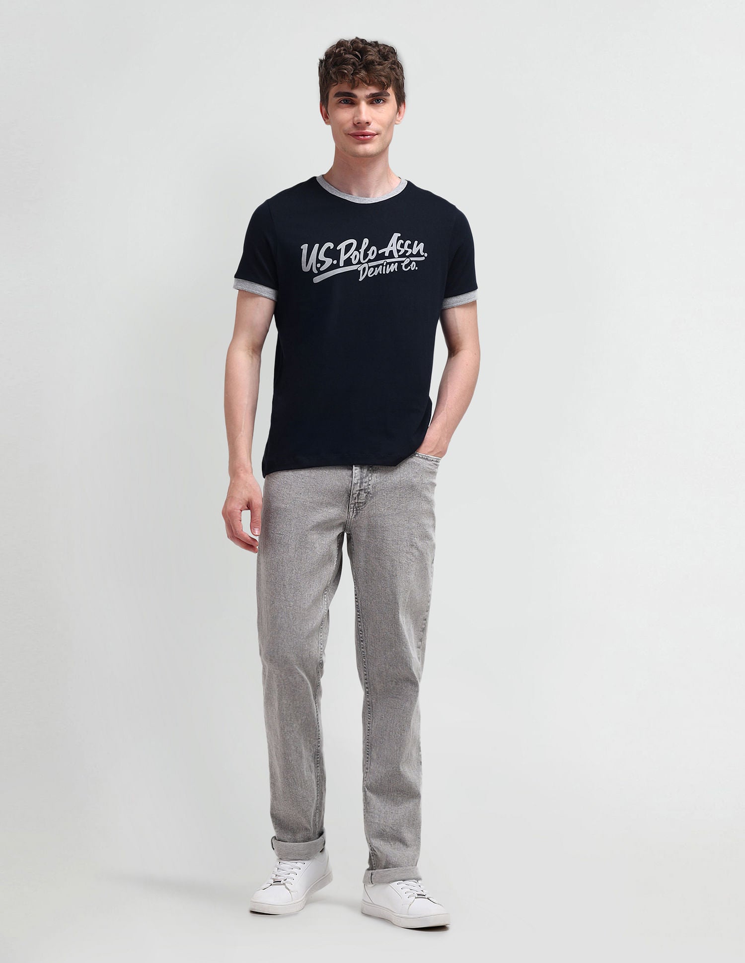 Muscle Fit Typography T-Shirt Navy - U.S. POLO ASSN. | Large