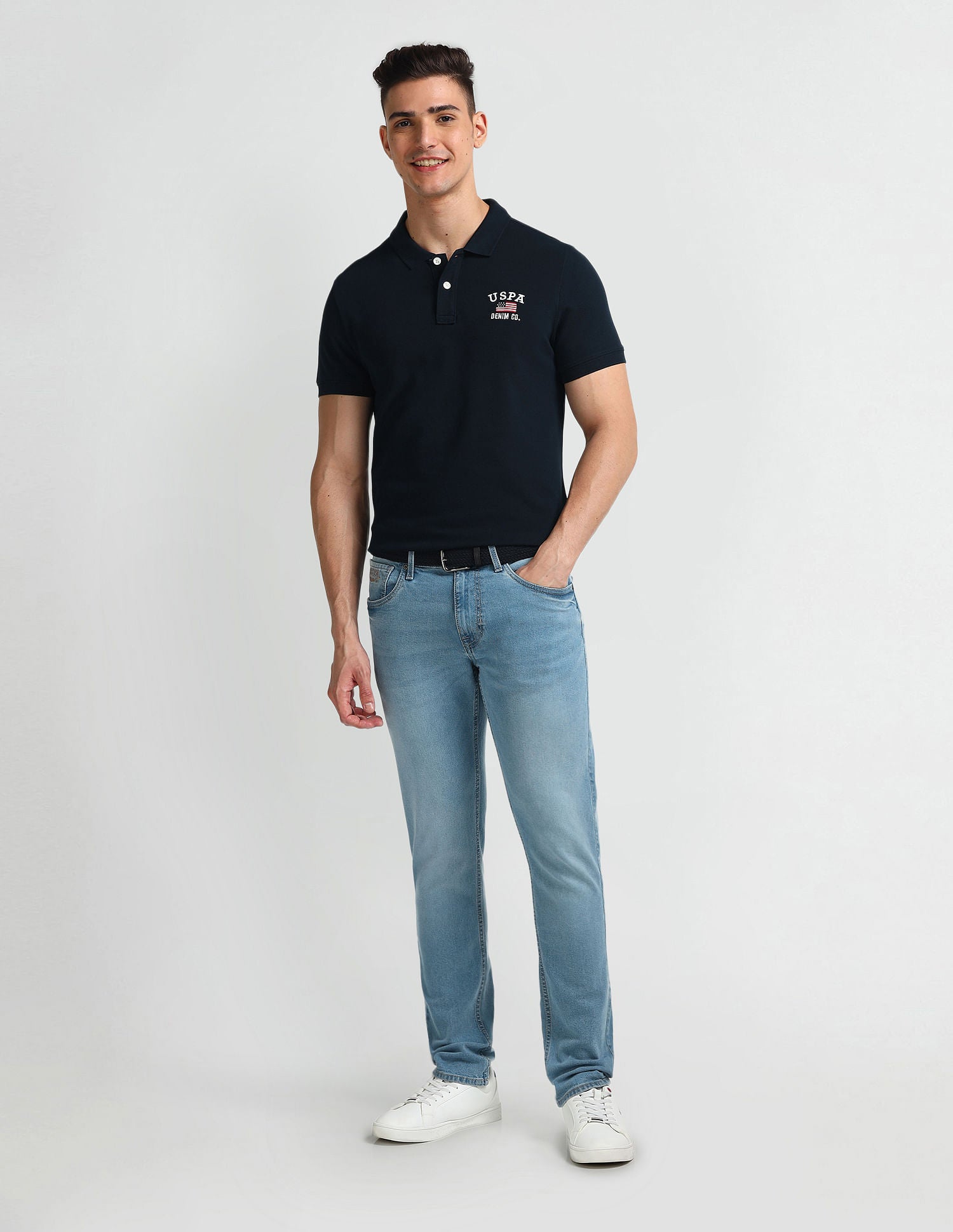 Solid Muscle Fit Polo Shirt Navy - U.S. Polo Assn. India | Large