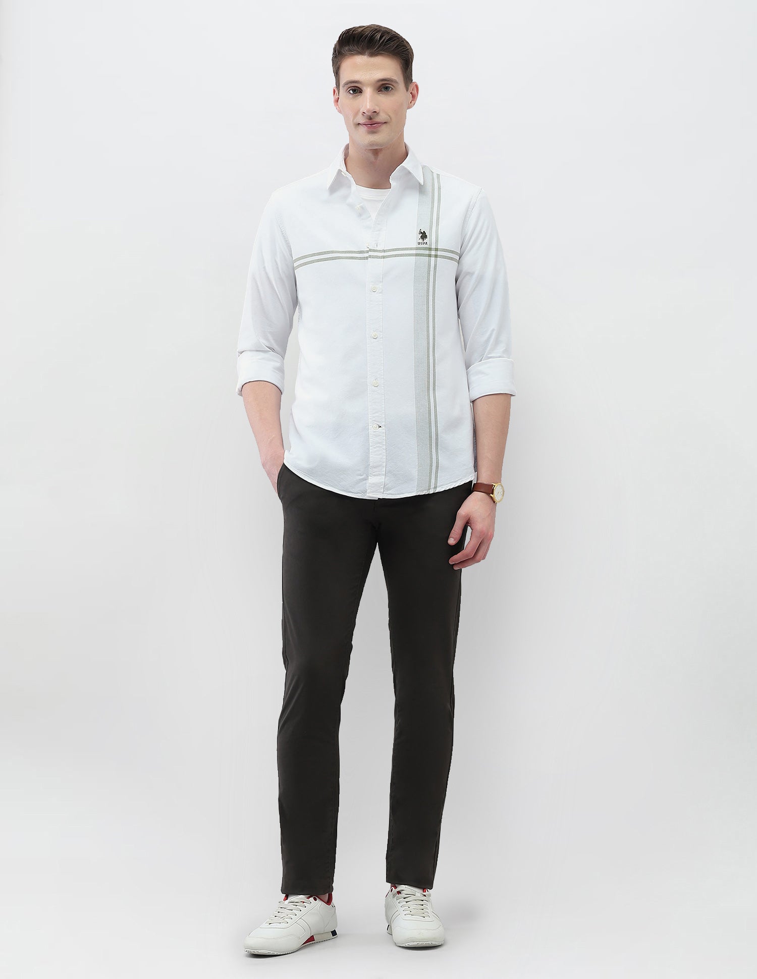 Vertical Striped Casa De Campo Shirt Green - U.S. Polo Assn. India | Large