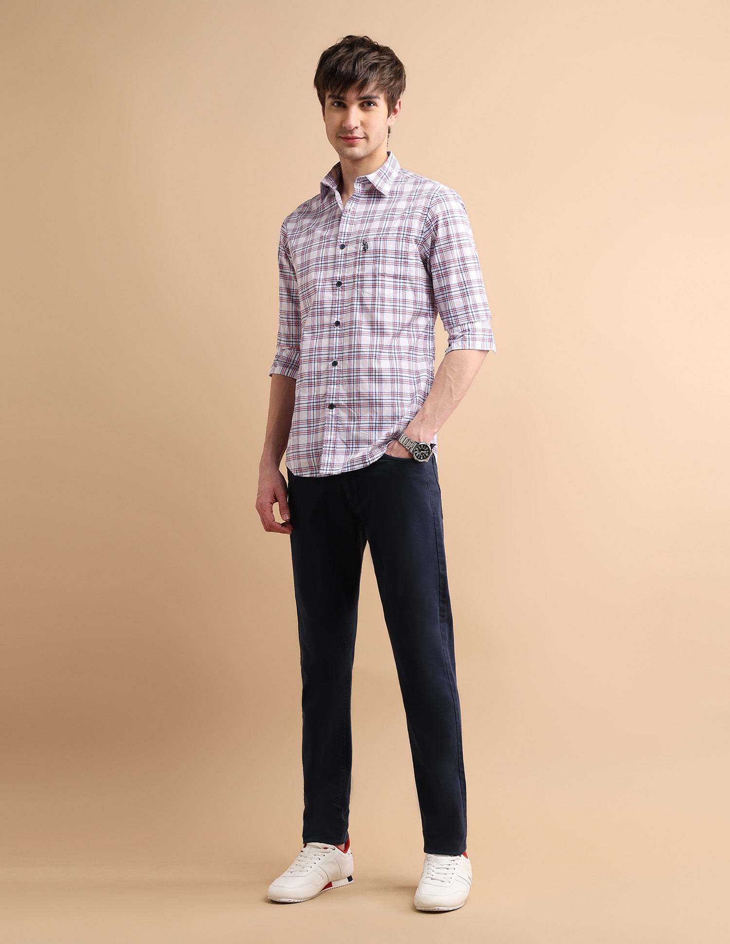 Tartan Twill Shirt White - U.S. POLO ASSN. | Large