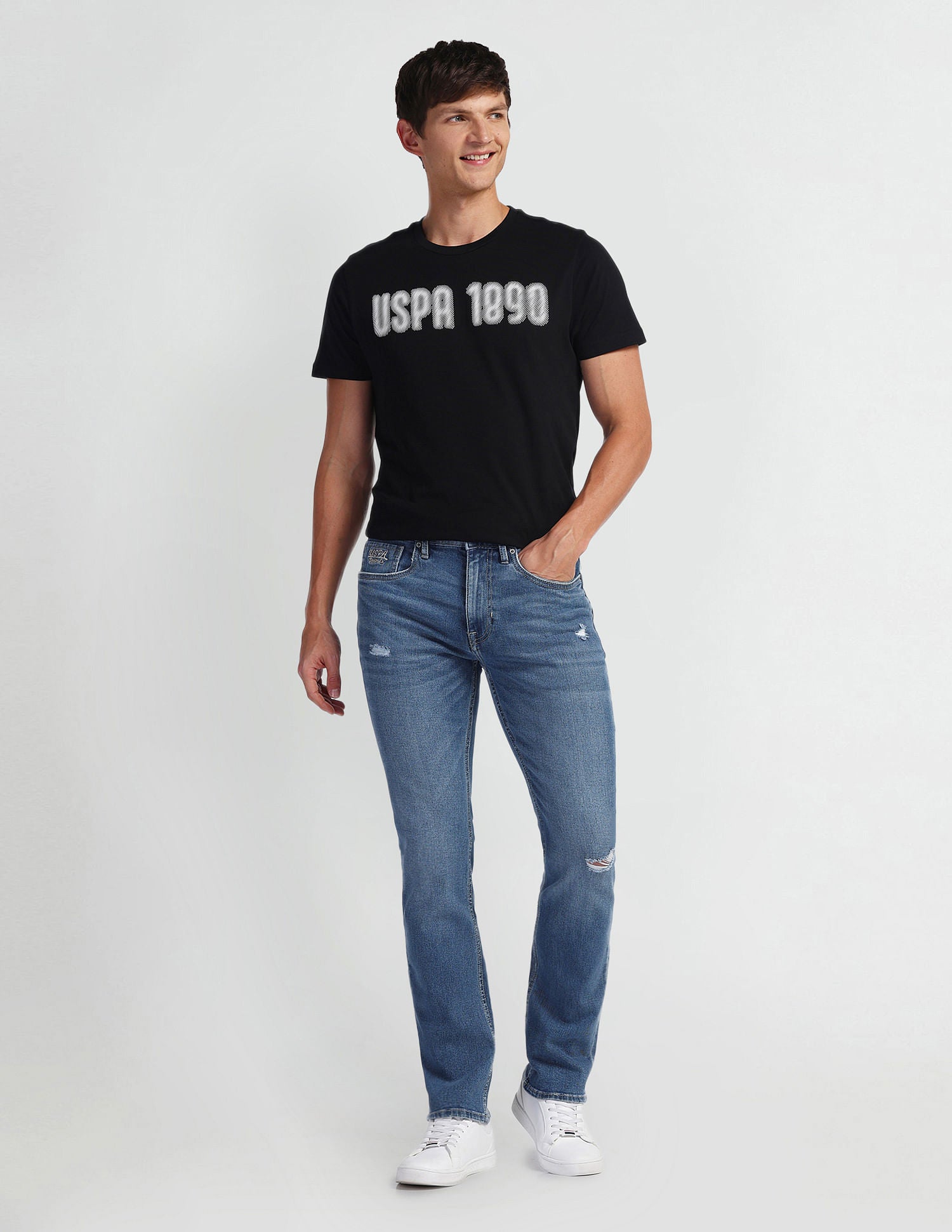 Harold Slim Straight Fit Blue Jeans Blue - U.S. Polo Assn. India | Large