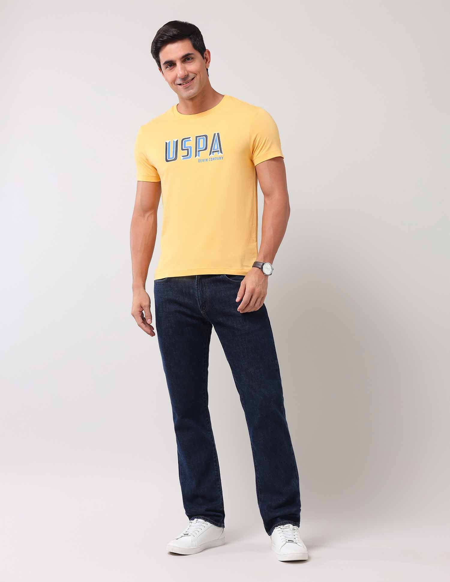 Brand Printed Pure Cotton T-Shirt Yellow - U.S. Polo Assn. India | Large